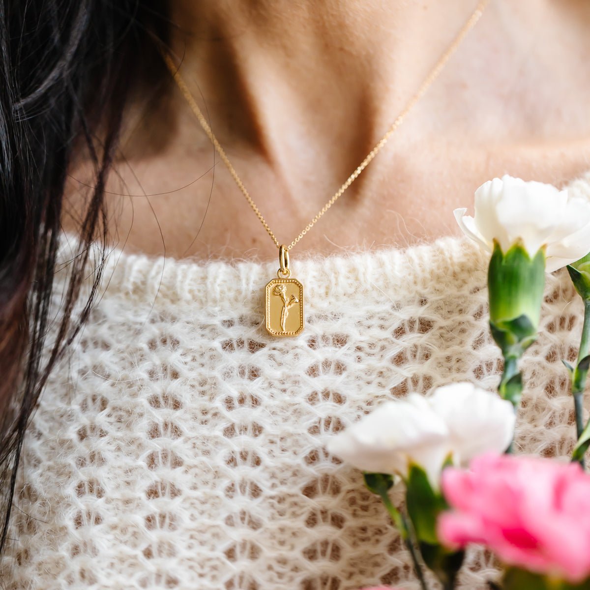 FRAICHE INSPIRE JANUARY BIRTH FLOWER NECKLACE - CARNATION - SO PRETTY CARA COTTER