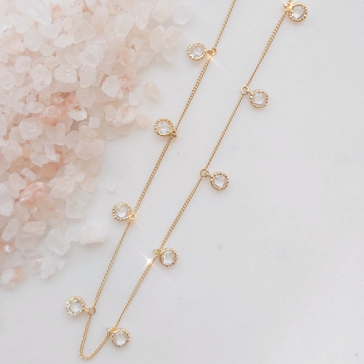 DAINTY LEGACY COLLAR NECKLACE - WHITE TOPAZ &amp; GOLD - SO PRETTY CARA COTTER