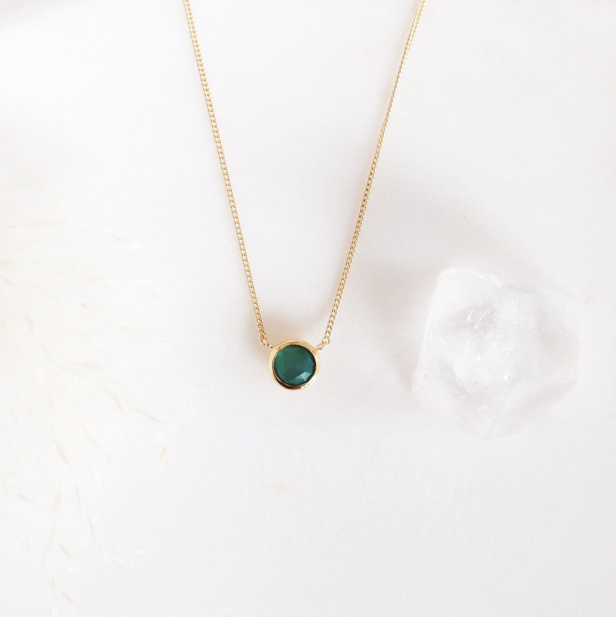 DAINTY LEGACY NECKLACE - GREEN ONYX &amp; GOLD - SO PRETTY CARA COTTER