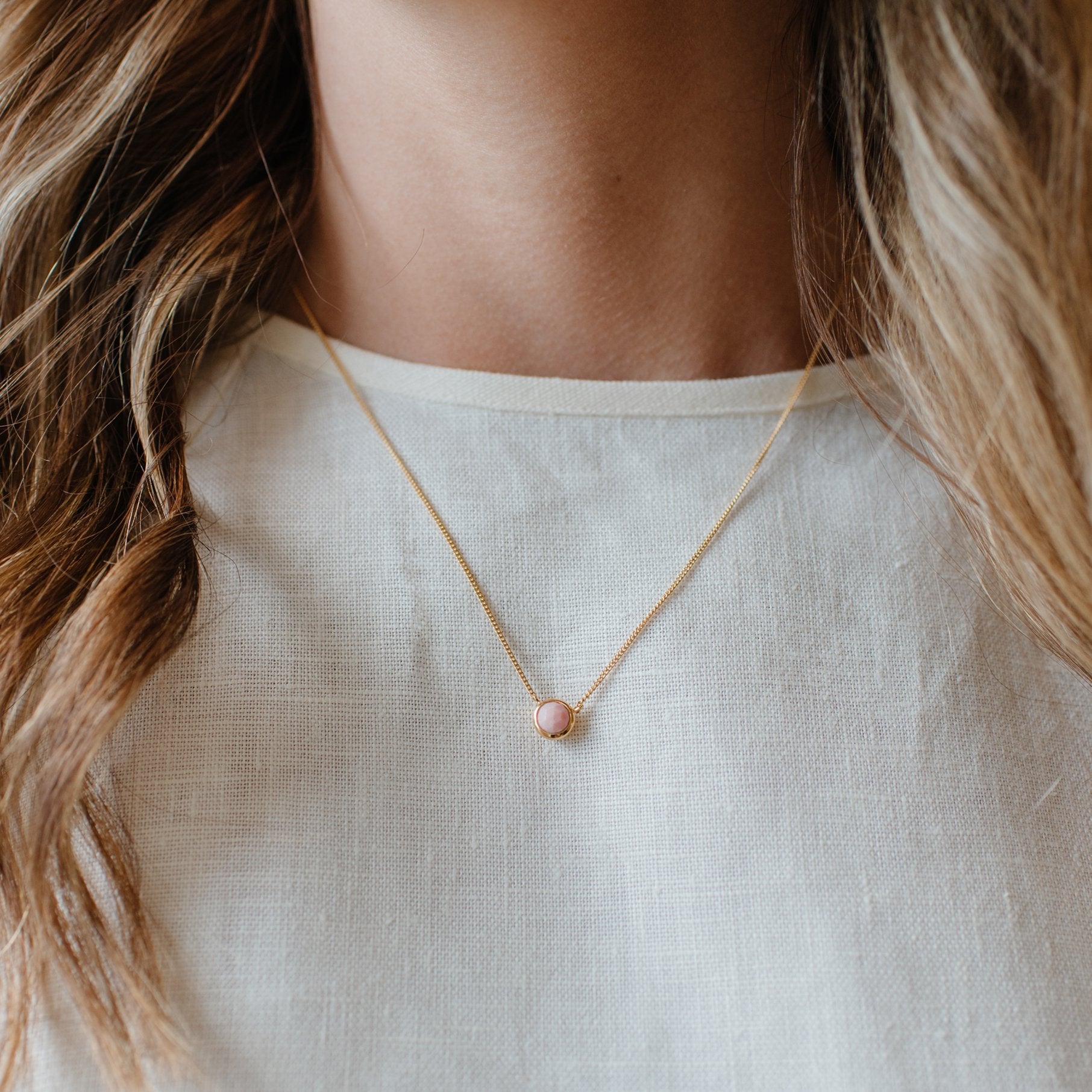 DAINTY LEGACY NECKLACE - PINK OPAL & GOLD - SO PRETTY CARA COTTER