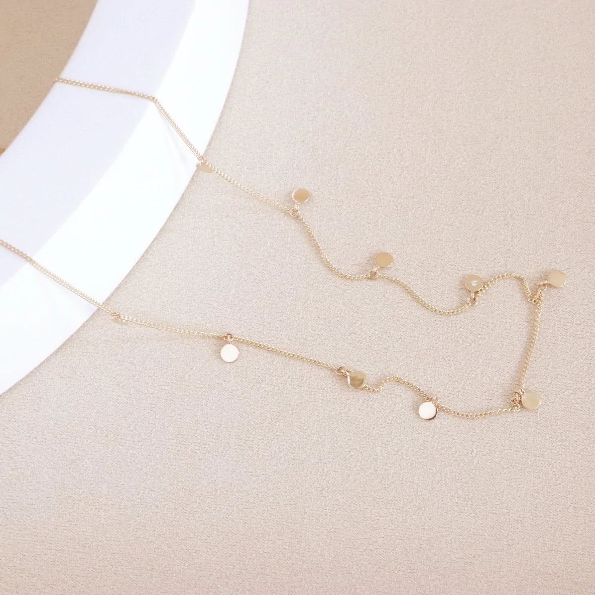 DAINTY POISE DISK NECKLACE - CUBIC ZIRCONIA &amp; GOLD - SO PRETTY CARA COTTER