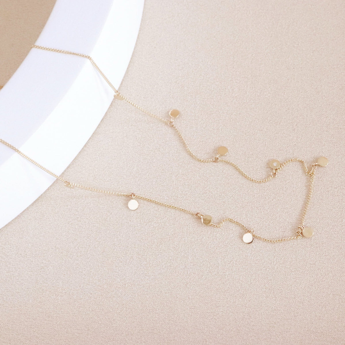 DAINTY POISE DISK NECKLACE - SOLID 14K GOLD - SO PRETTY CARA COTTER