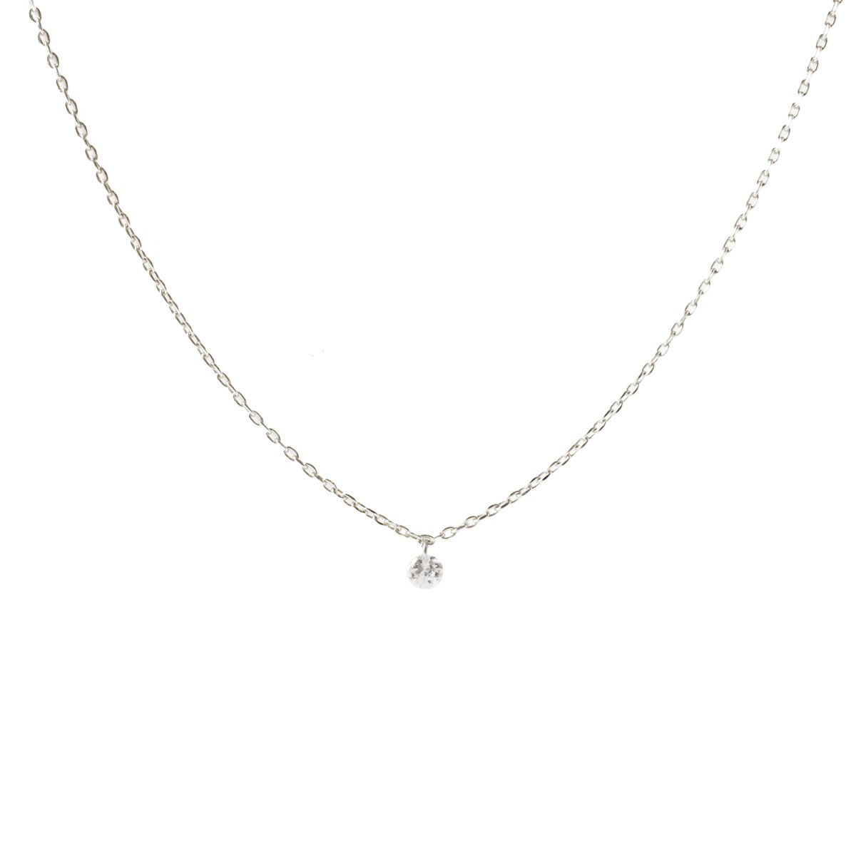 DAINTY RADIANT SOLITAIRE NECKLACE - CUBIC ZIRCONIA &amp; SILVER - SO PRETTY CARA COTTER