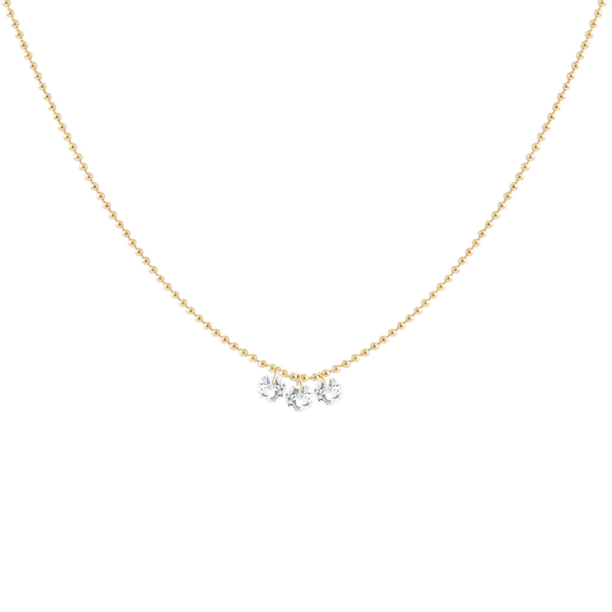 DAINTY RADIANT TRIO NECKLACE - CUBIC ZIRCONIA & GOLD - SO PRETTY CARA COTTER