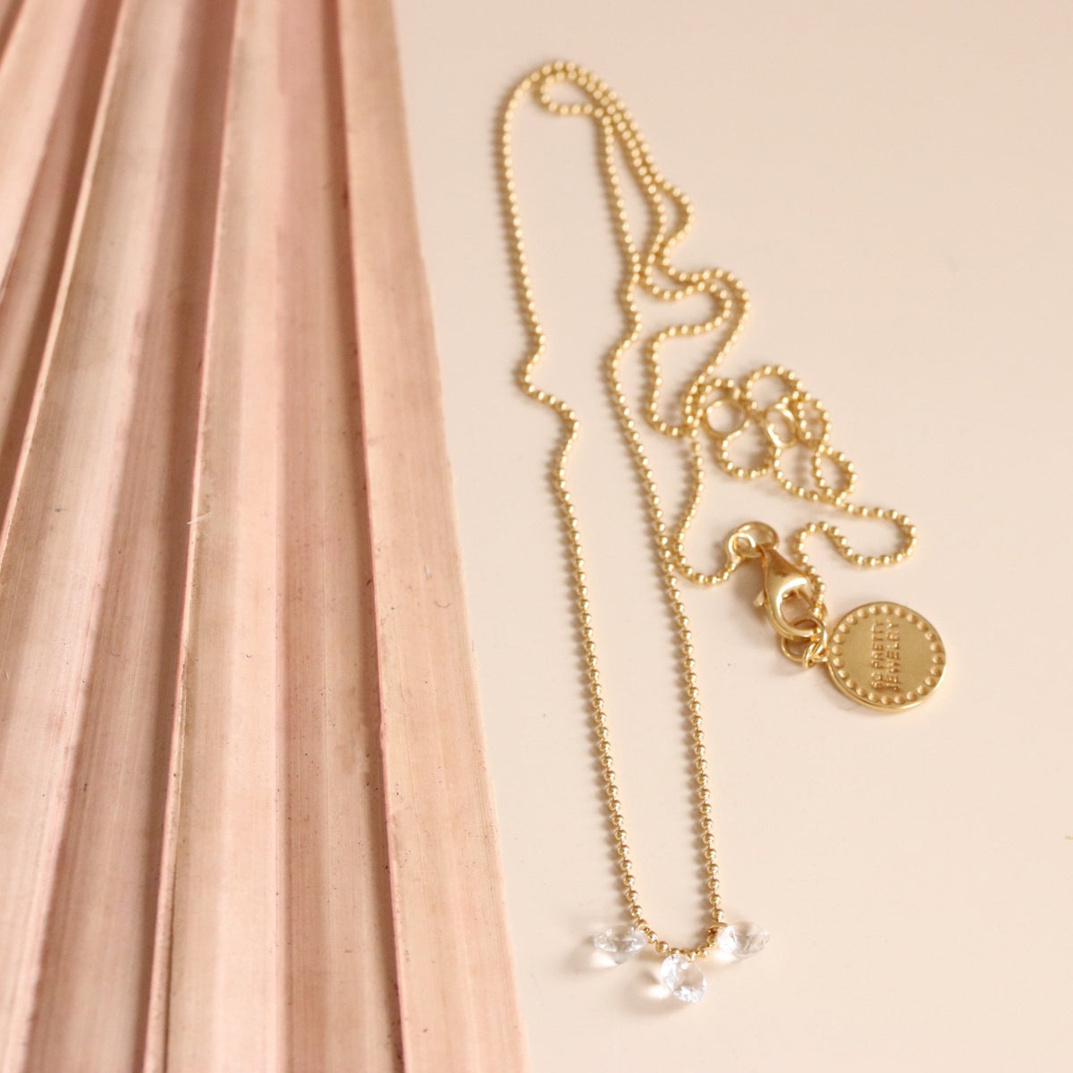 DAINTY RADIANT TRIO NECKLACE - CUBIC ZIRCONIA &amp; GOLD - SO PRETTY CARA COTTER