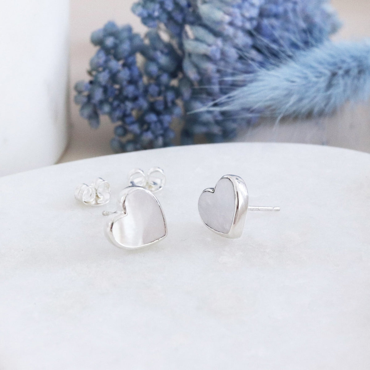 FRAICHE INSPIRE SWEETHEART STUDS - MOTHER OF PEARL &amp; SILVER - SO PRETTY CARA COTTER