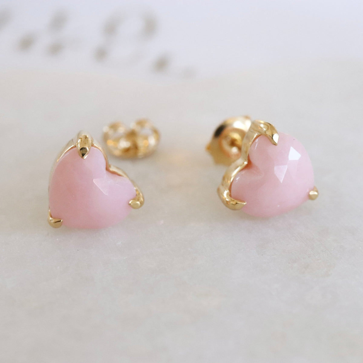 FRAICHE INSPIRE SWEETHEART STUDS - PINK OPAL &amp; GOLD - SO PRETTY CARA COTTER