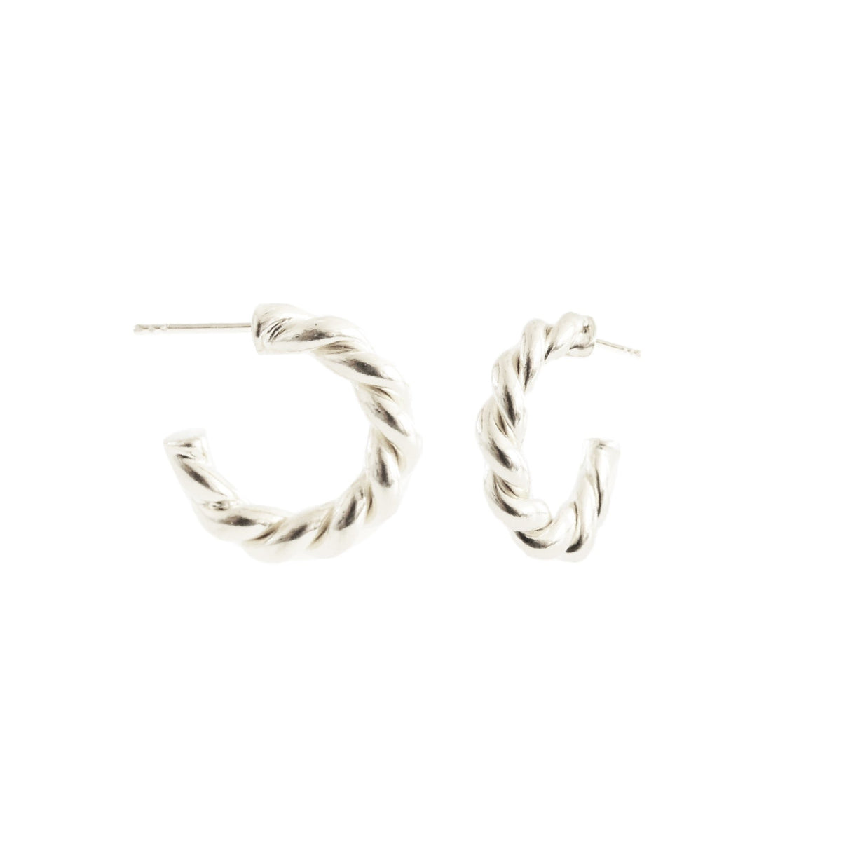 FRAICHE INSPIRE TWISTED CYLINDER HOOPS - SILVER - SO PRETTY CARA COTTER