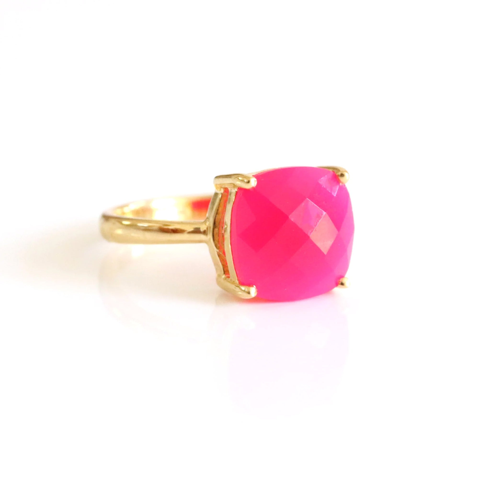 GLEE RING - HOT PINK CHALCEDONY & GOLD - SO PRETTY CARA COTTER