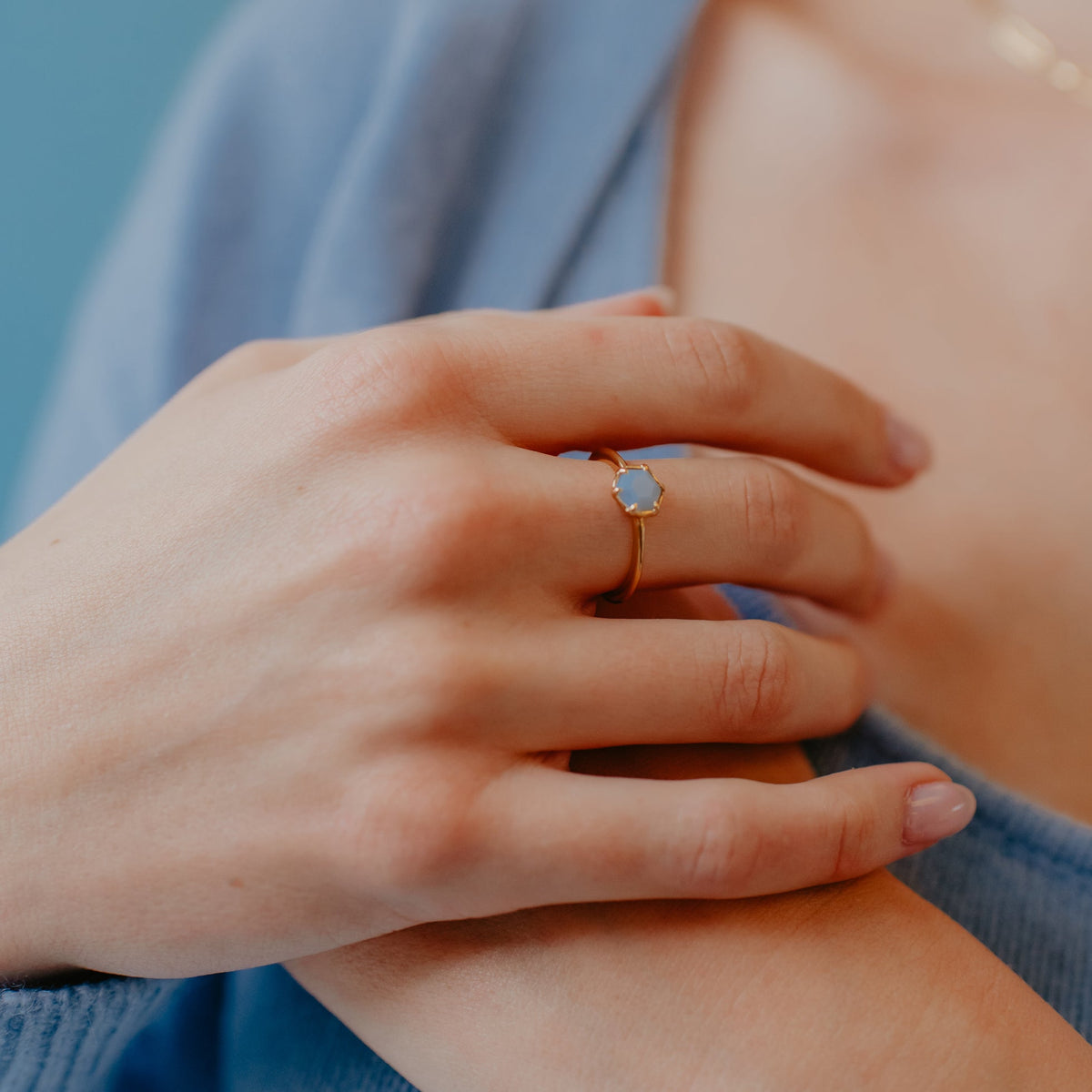 GRACE RING - ARCTIC BLUE OPAL &amp; GOLD - SO PRETTY CARA COTTER
