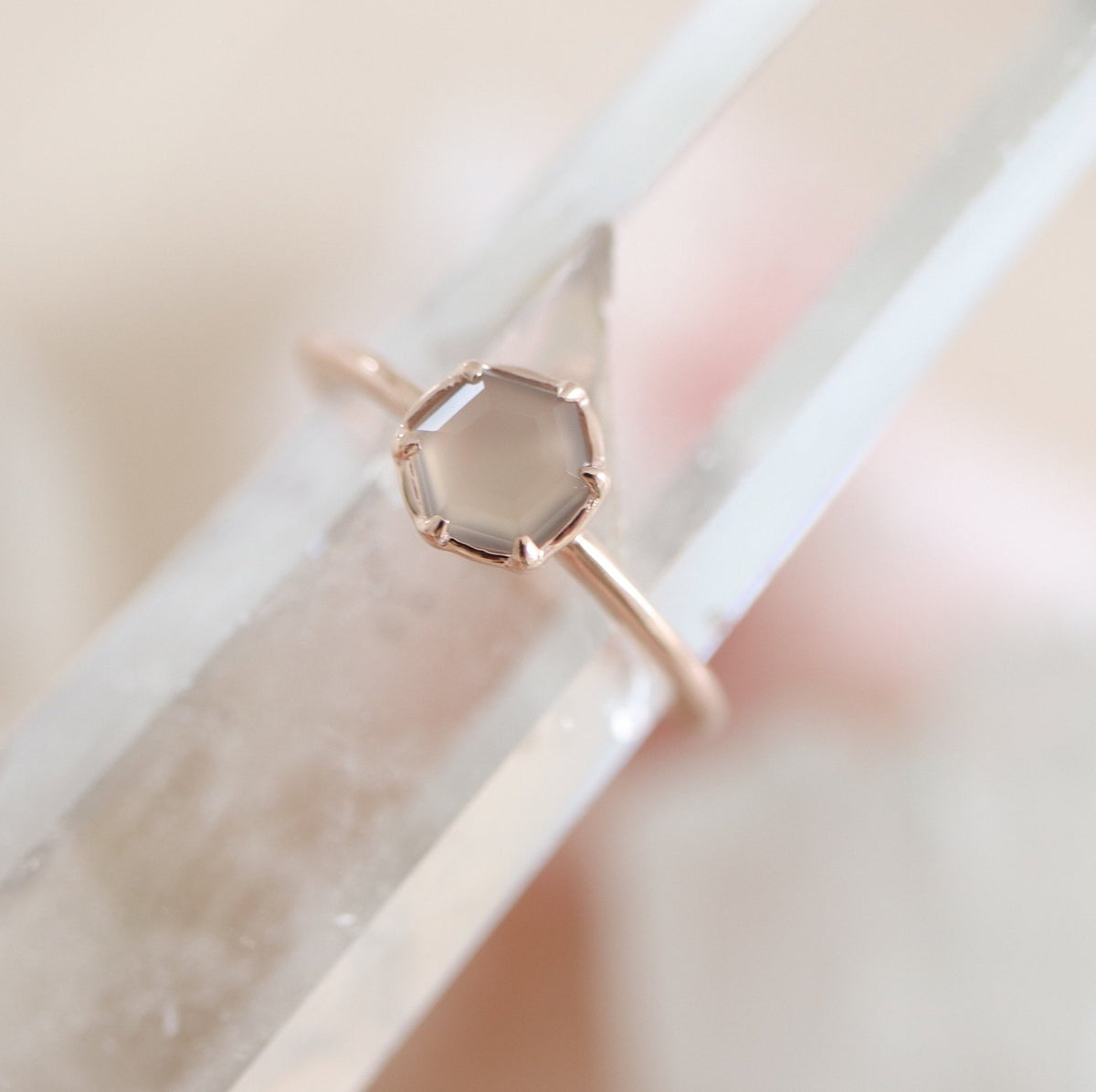 GRACE RING GREY MOONSTONE &amp; ROSE GOLD - SO PRETTY CARA COTTER