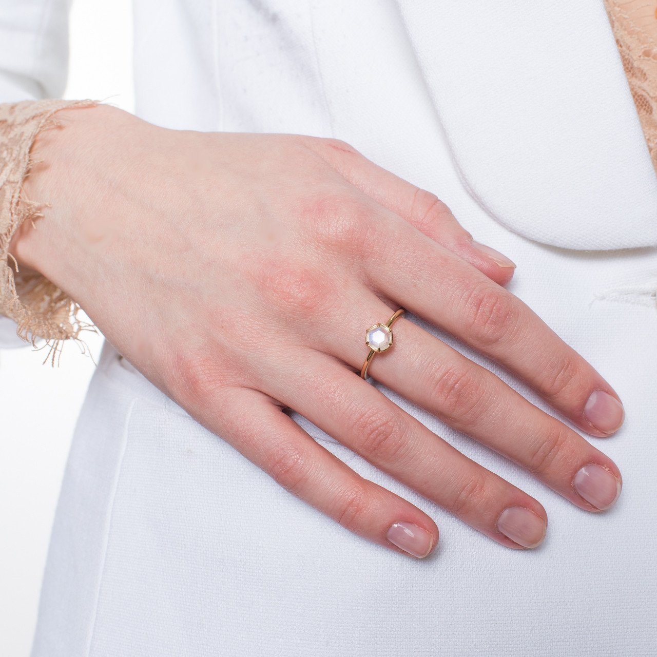 GRACE RING RAINBOW MOONSTONE & GOLD - SO PRETTY CARA COTTER