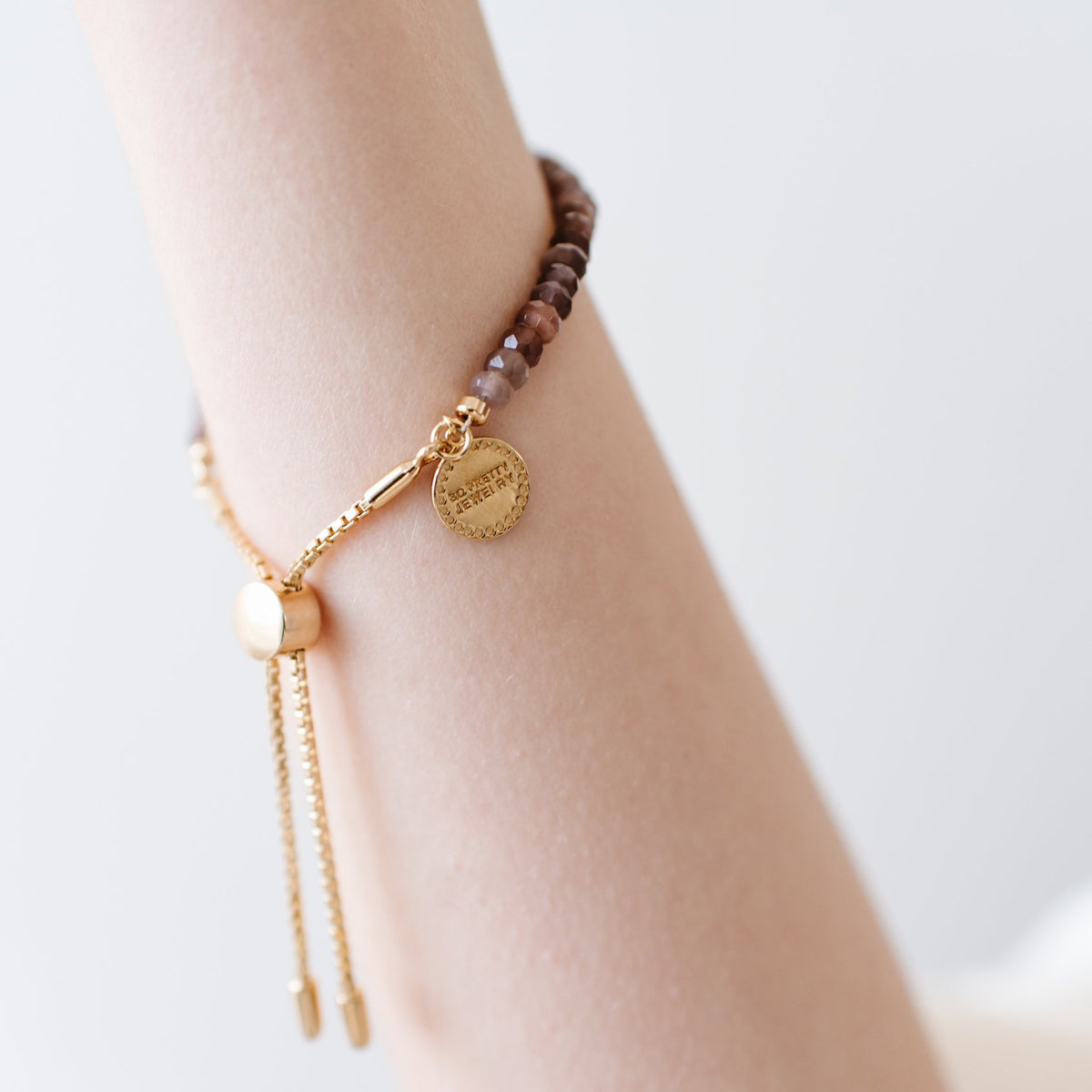 ICONIC ADJUSTABLE BRACELET - CHAI MOONSTONE &amp; GOLD- LIMITED EDITION - SO PRETTY CARA COTTER