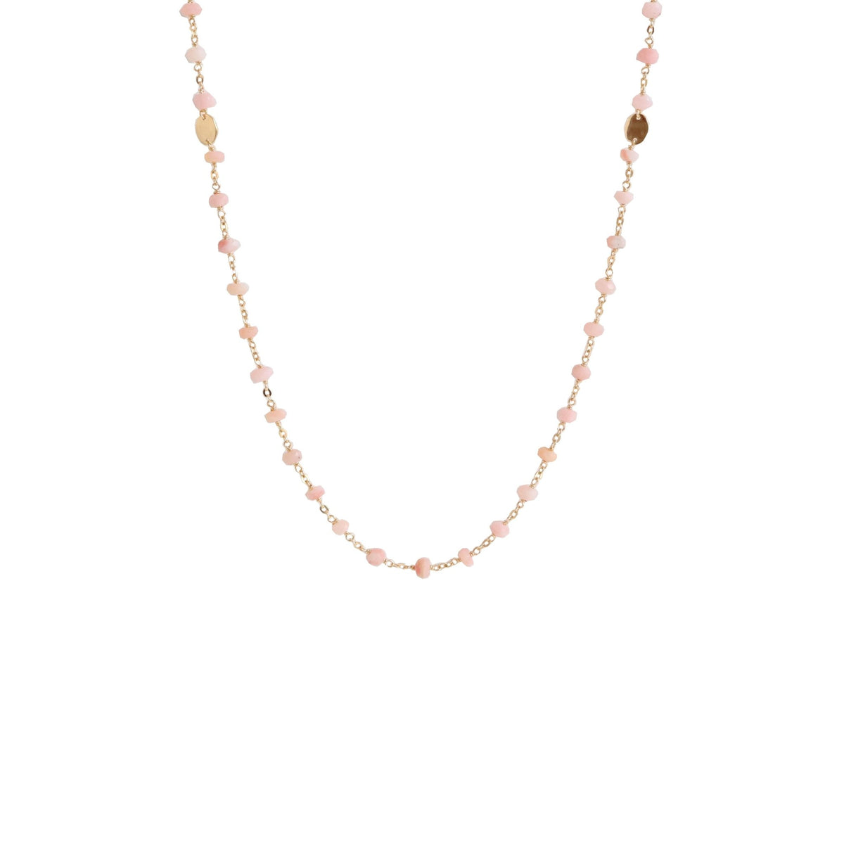 ICONIC MIDI BEADED NECKLACE - PINK OPAL &amp; GOLD 24-25&quot; - SO PRETTY CARA COTTER