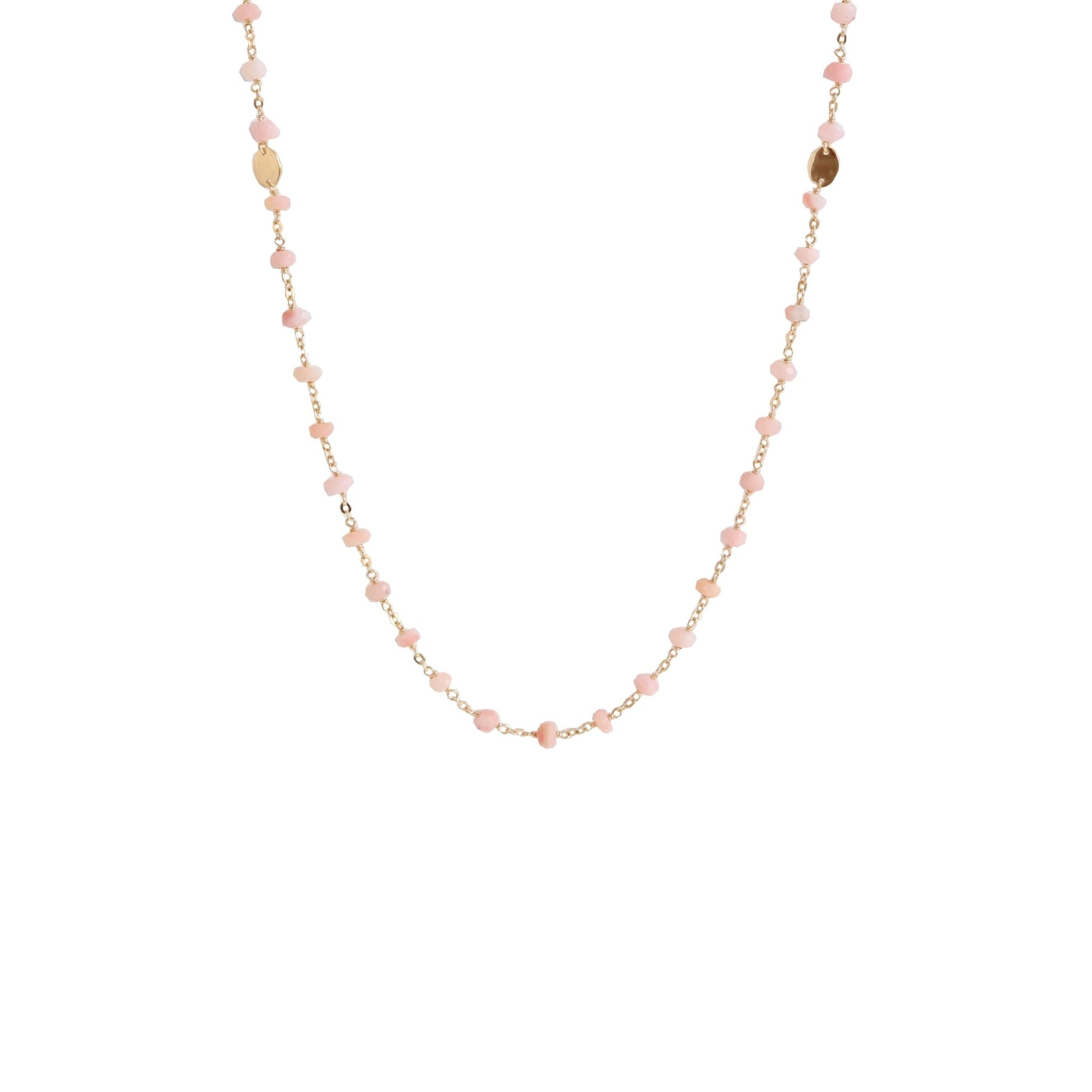 ICONIC MIDI BEADED NECKLACE - PINK OPAL & GOLD 24-25" - SO PRETTY CARA COTTER