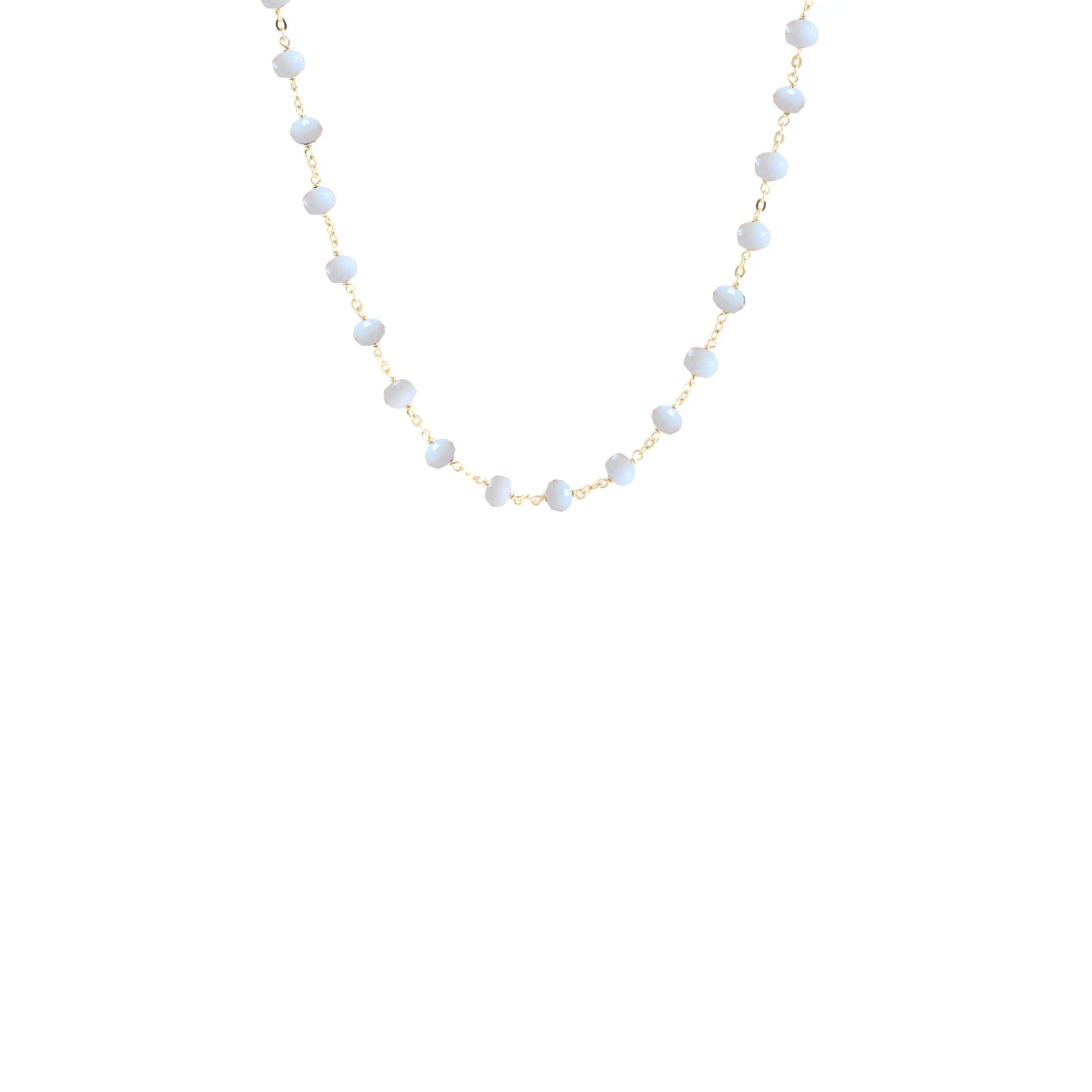 ICONIC SHORT BEADED NECKLACE - ARCTIC BLUE OPAL & GOLD 16-20" - SO PRETTY CARA COTTER