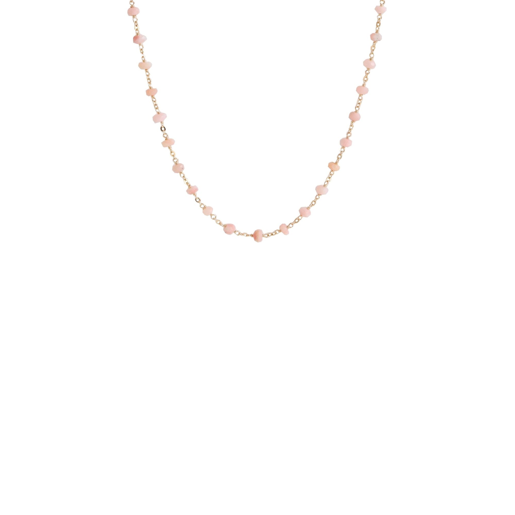 ICONIC SHORT BEADED NECKLACE - PINK OPAL & GOLD 16-20" - SO PRETTY CARA COTTER