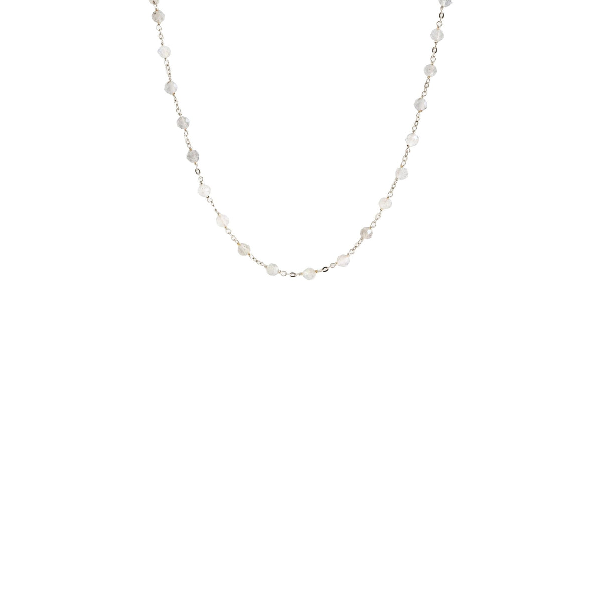 ICONIC SHORT BEADED NECKLACE - RAINBOW MOONSTONE &amp; SILVER 16-20&quot; - SO PRETTY CARA COTTER