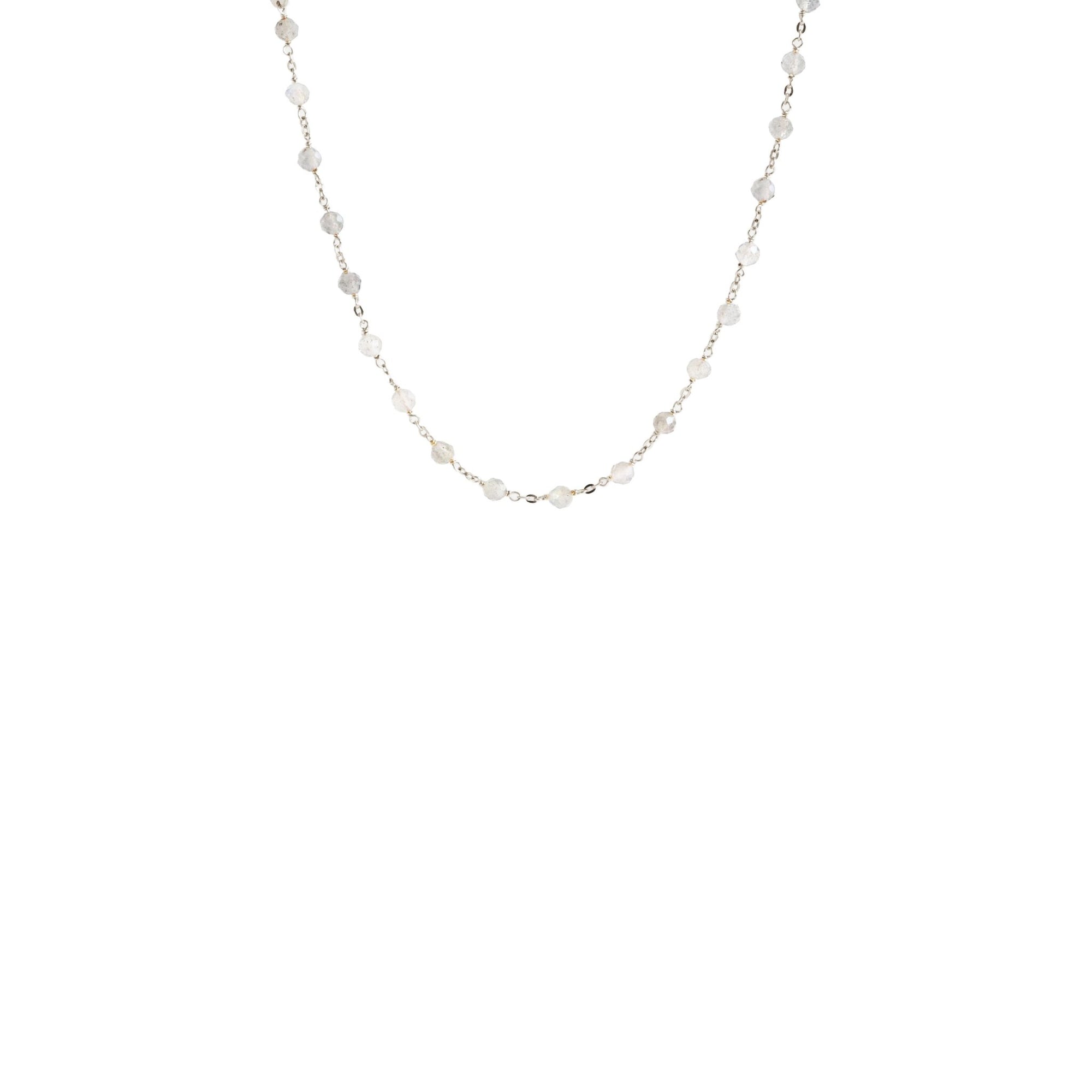 ICONIC SHORT BEADED NECKLACE - RAINBOW MOONSTONE & SILVER 16-20" - SO PRETTY CARA COTTER