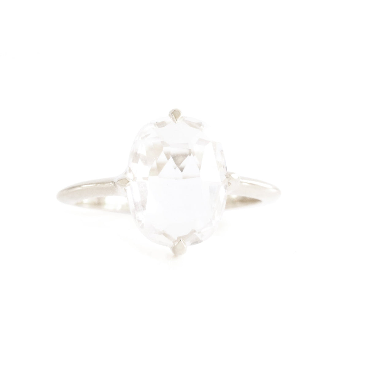 KIND OVAL SOLITAIRE RING - WHITE TOPAZ &amp; SILVER - SO PRETTY CARA COTTER