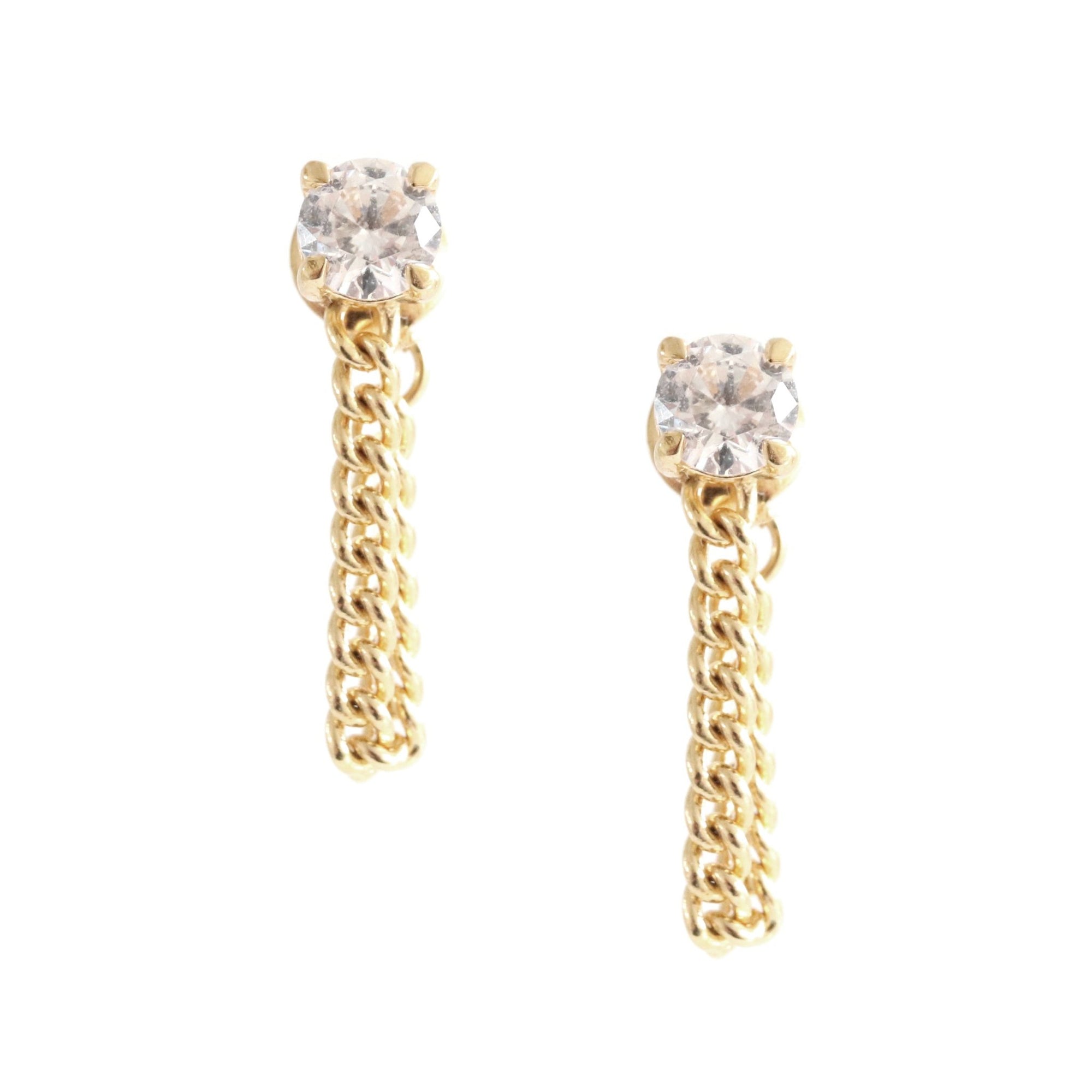 LOVE CABLE LINK CHAIN EARRINGS - CUBIC ZIRCONIA & GOLD - SO PRETTY CARA COTTER