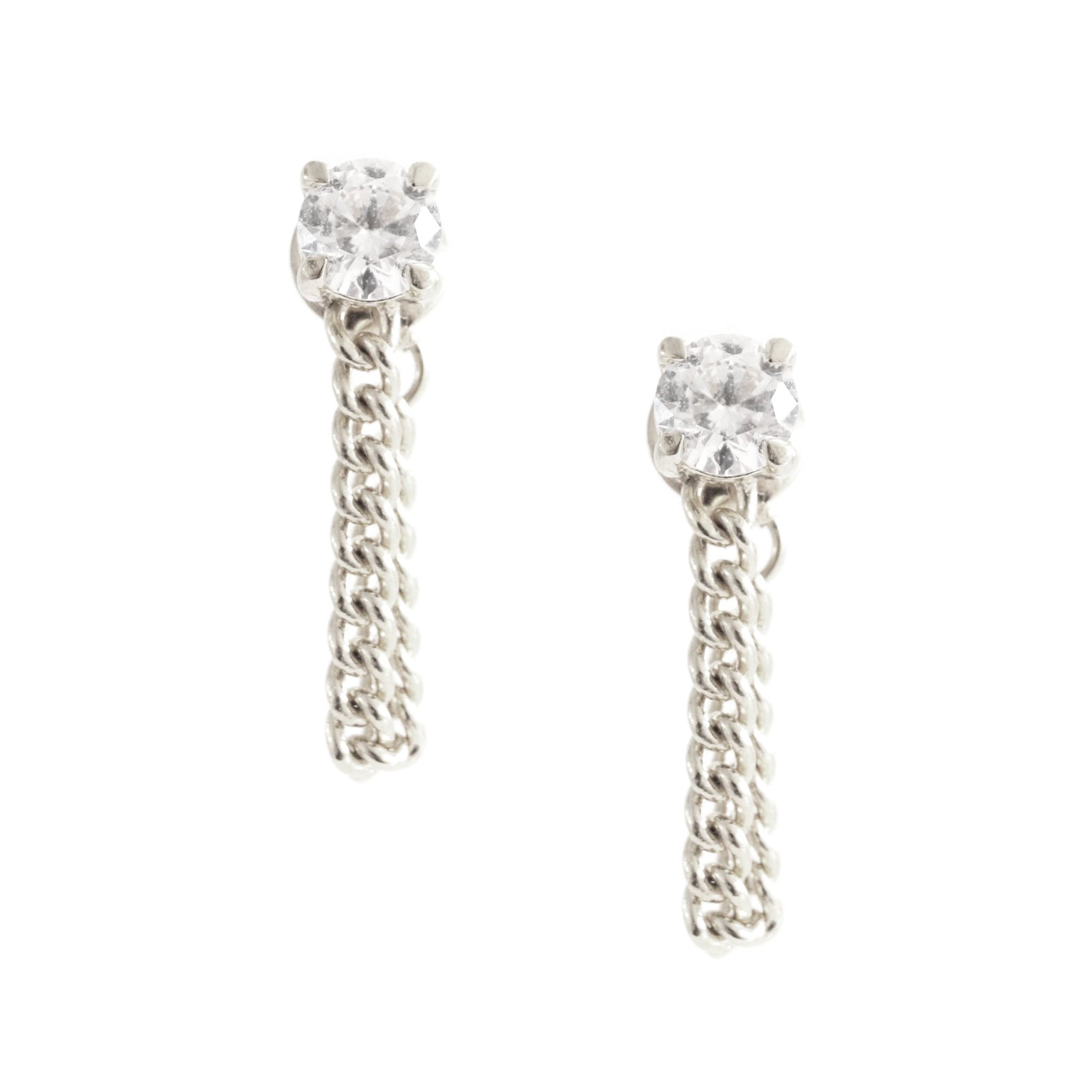 LOVE CABLE LINK CHAIN EARRINGS - CUBIC ZIRCONIA & SILVER - SO PRETTY CARA COTTER