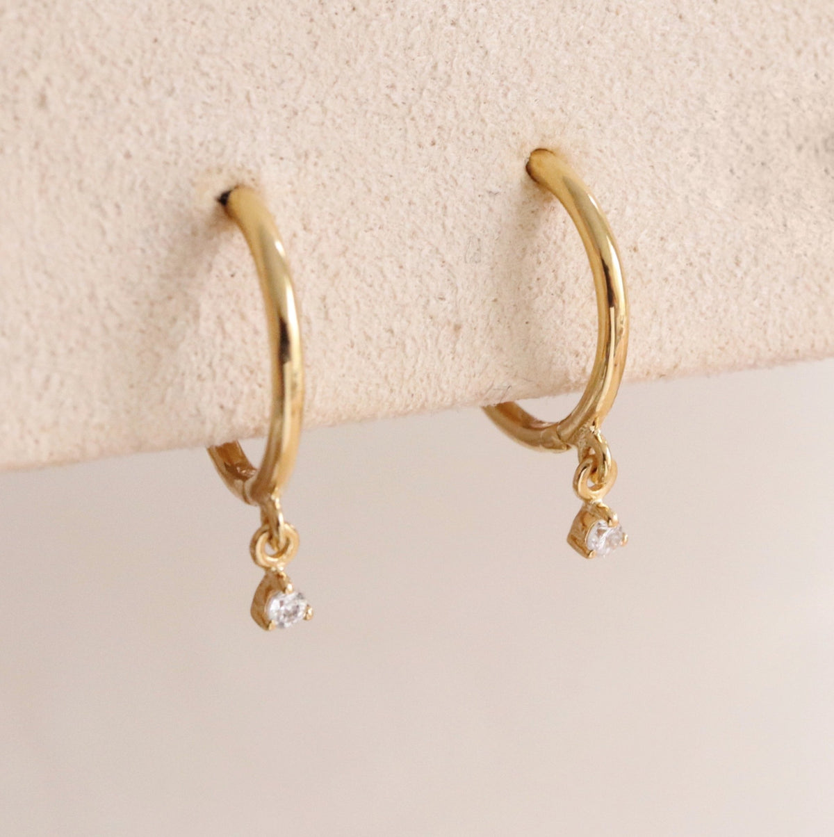 LOVE CHARM HUGGIE HOOPS - CUBIC ZIRCONIA &amp; GOLD - SO PRETTY CARA COTTER