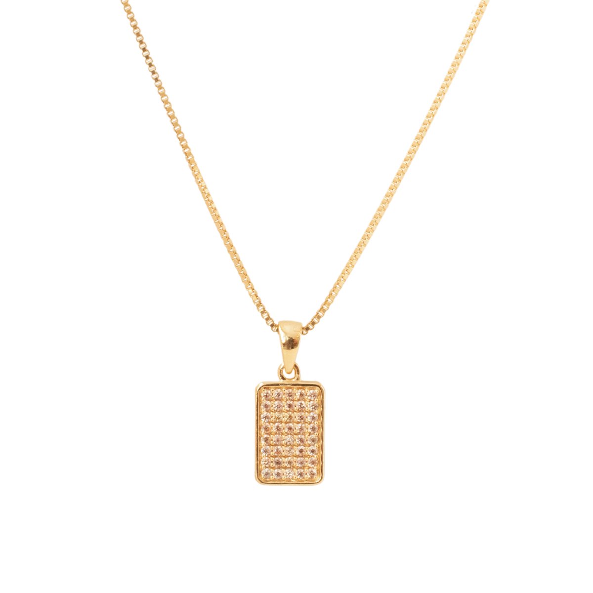 LOVE DAINTY DOG TAG NECKLACE - PEACH CUBIC ZIRCONIA & GOLD - SO PRETTY CARA COTTER