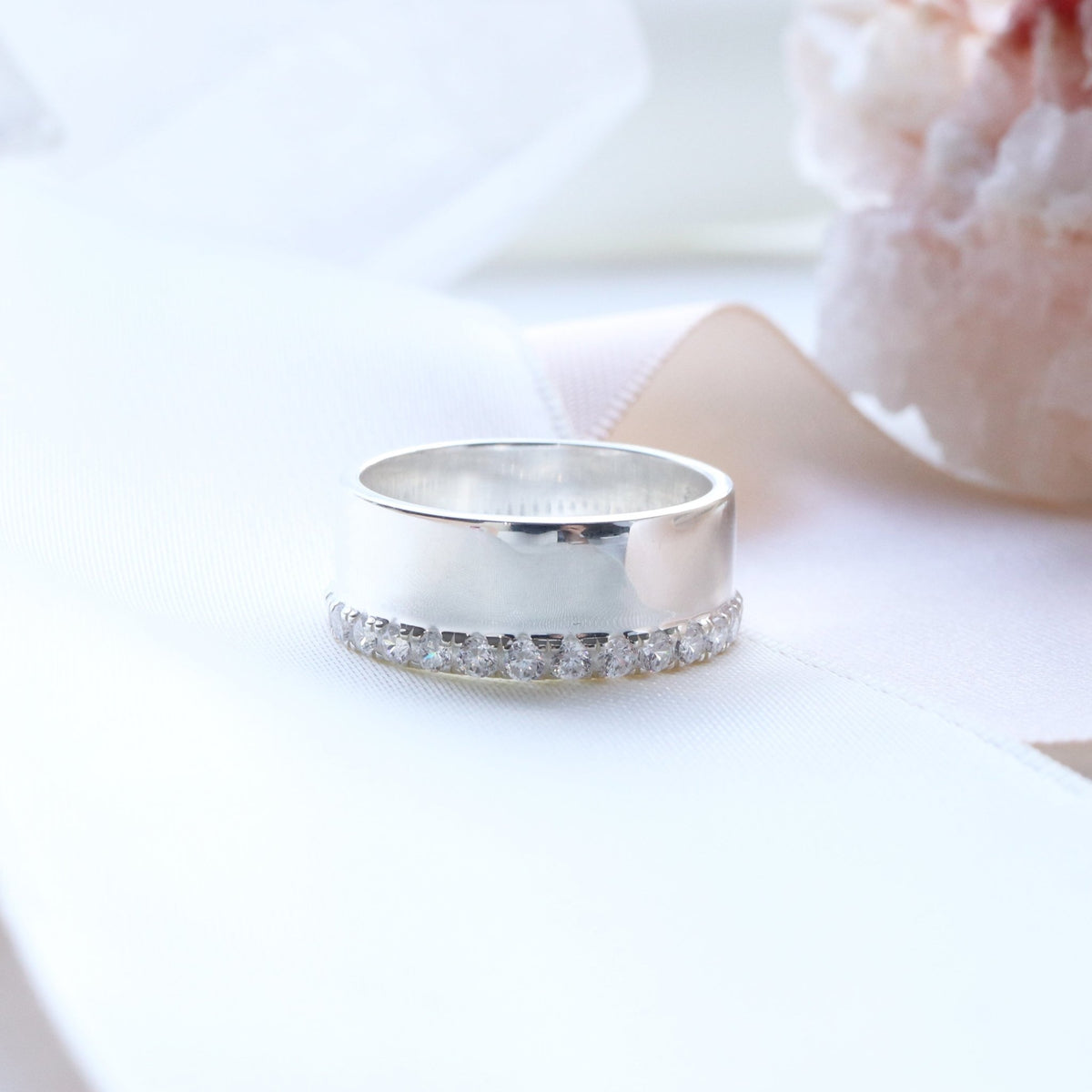 LOVE ETERNITY CIGAR BAND - CUBIC ZIRCONIA &amp; SILVER - SO PRETTY CARA COTTER
