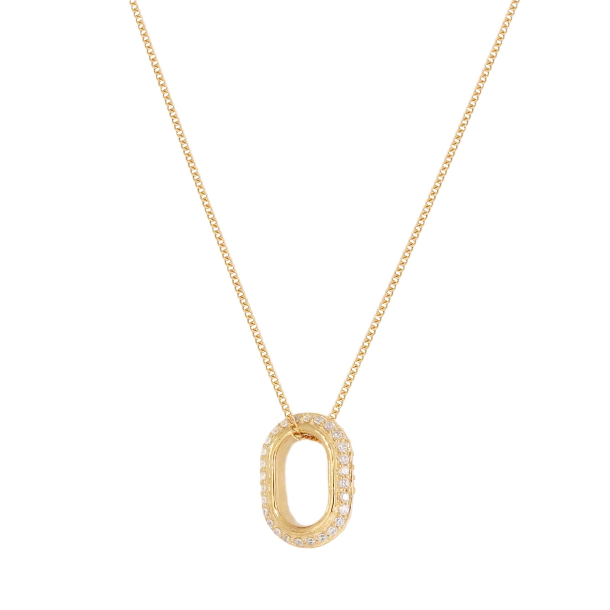 LOVE ETERNITY OVAL PENDANT NECKLACE - CUBIC ZIRCONIA & GOLD - SO PRETTY CARA COTTER