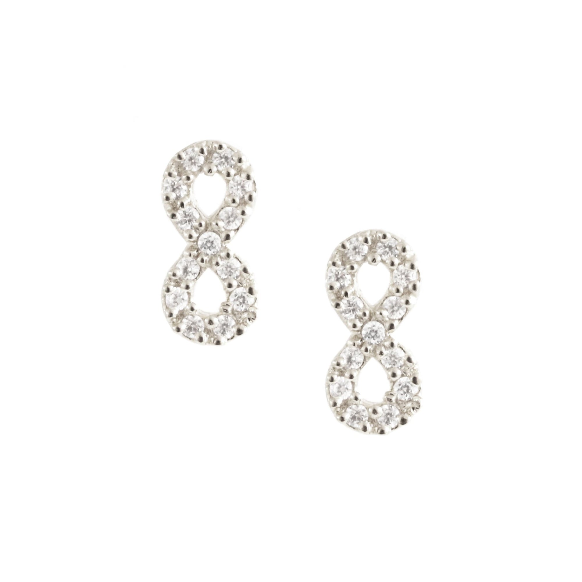LOVE INFINITY STUDS - CUBIC ZIRCONIA & SILVER - SO PRETTY CARA COTTER