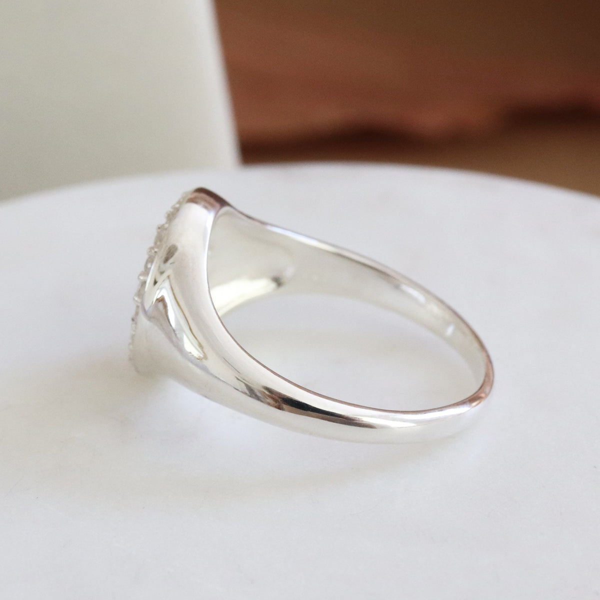 LOVE OVAL SIGNET RING - CUBIC ZIRCONIA &amp; SILVER - SO PRETTY CARA COTTER