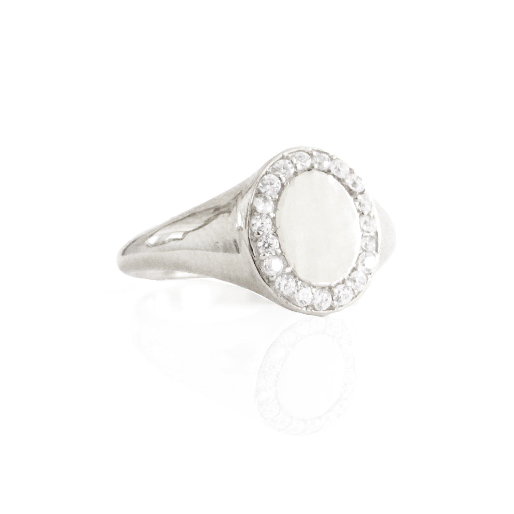 LOVE OVAL SIGNET RING - CUBIC ZIRCONIA & SILVER - SO PRETTY CARA COTTER