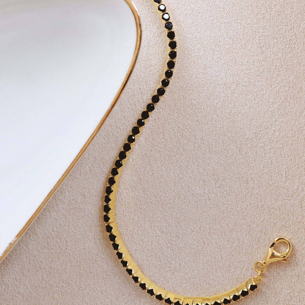 LOVE TENNIS NECKLACE - BLACK CUBIC ZIRCONIA &amp; GOLD - SO PRETTY CARA COTTER