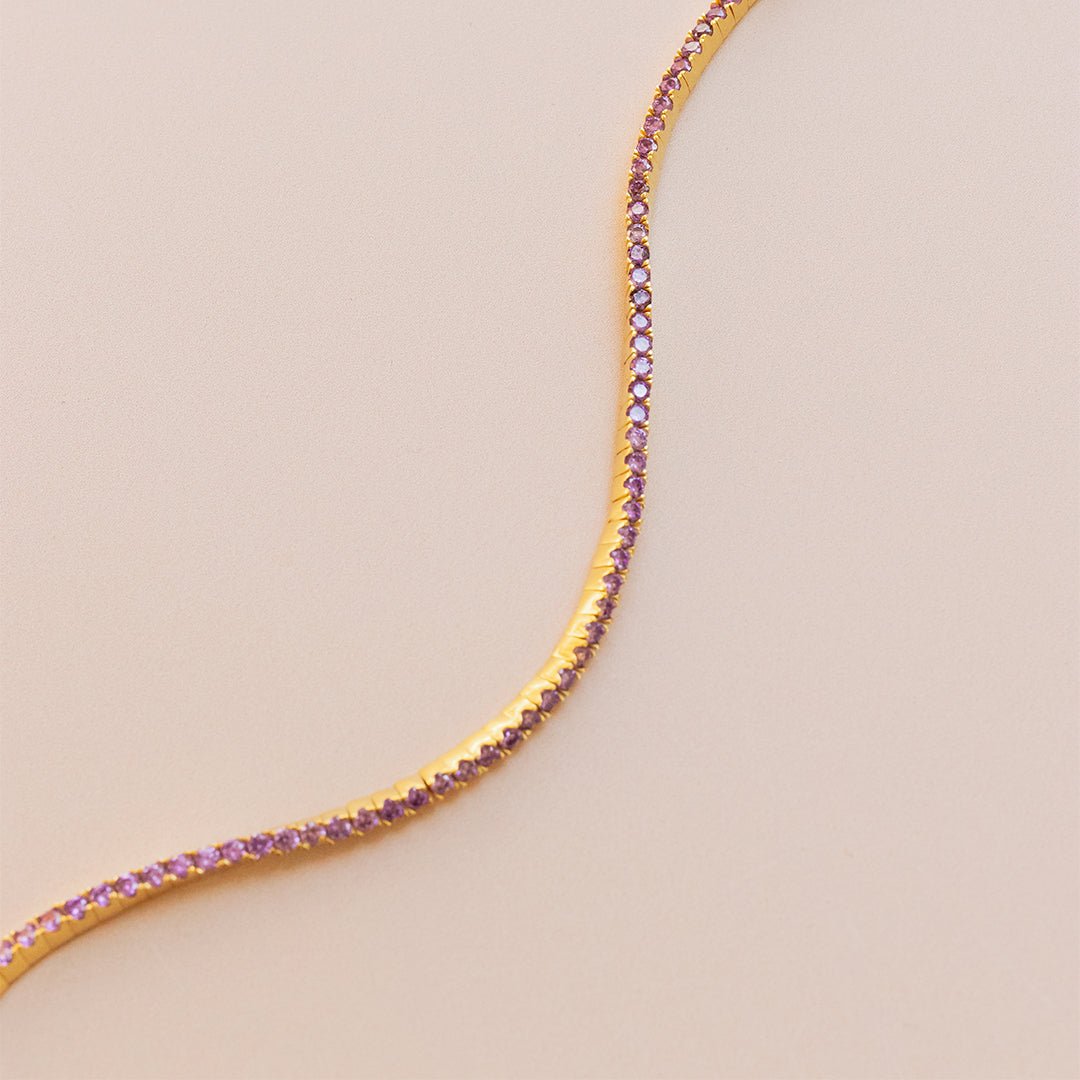 LOVE TENNIS NECKLACE - LAVENDER CUBIC ZIRCONIA &amp; GOLD - SO PRETTY CARA COTTER