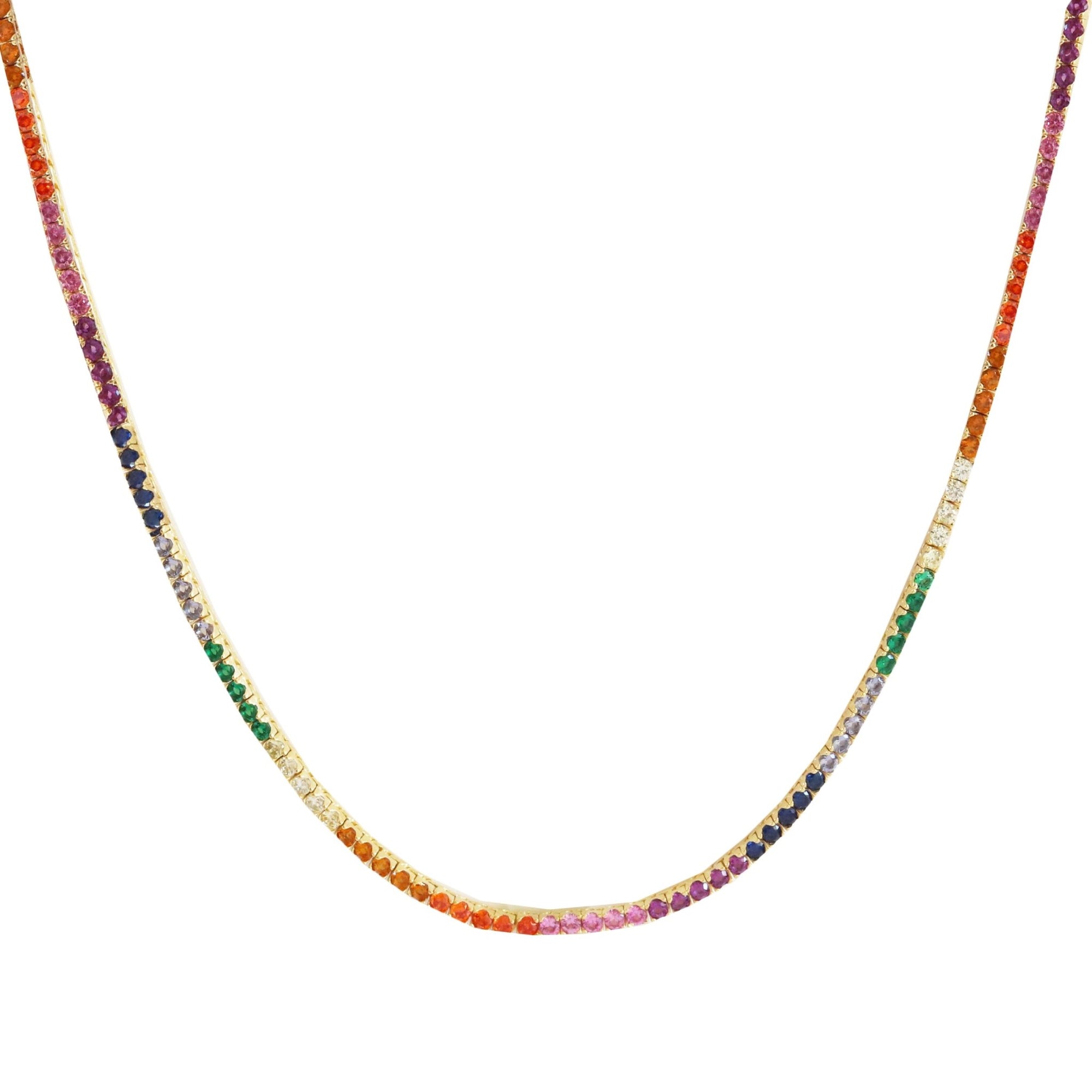 LOVE TENNIS NECKLACE - RAINBOW CUBIC ZIRCONIA & GOLD - SO PRETTY CARA COTTER