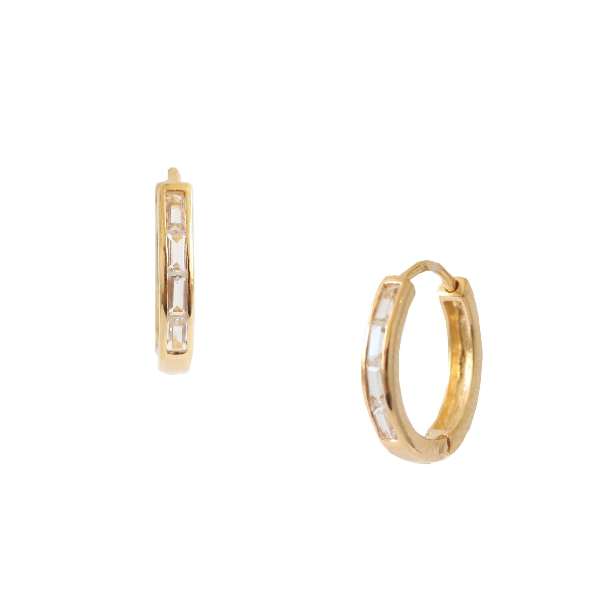 Loyal Channel Huggie Hoops - White Topaz & Gold - SO PRETTY CARA COTTER