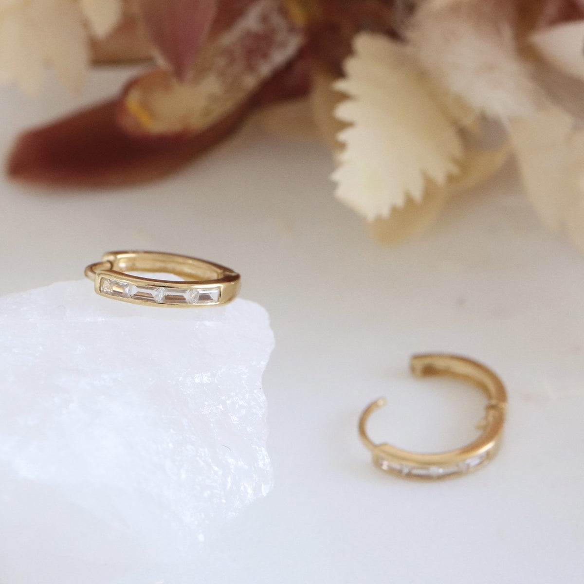 Loyal Channel Huggie Hoops - White Topaz &amp; Gold - SO PRETTY CARA COTTER