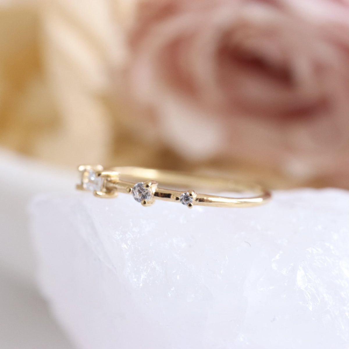 Loyal Dancing Stacking Ring - White Topaz, Cubic Zirconia &amp; Gold - SO PRETTY CARA COTTER