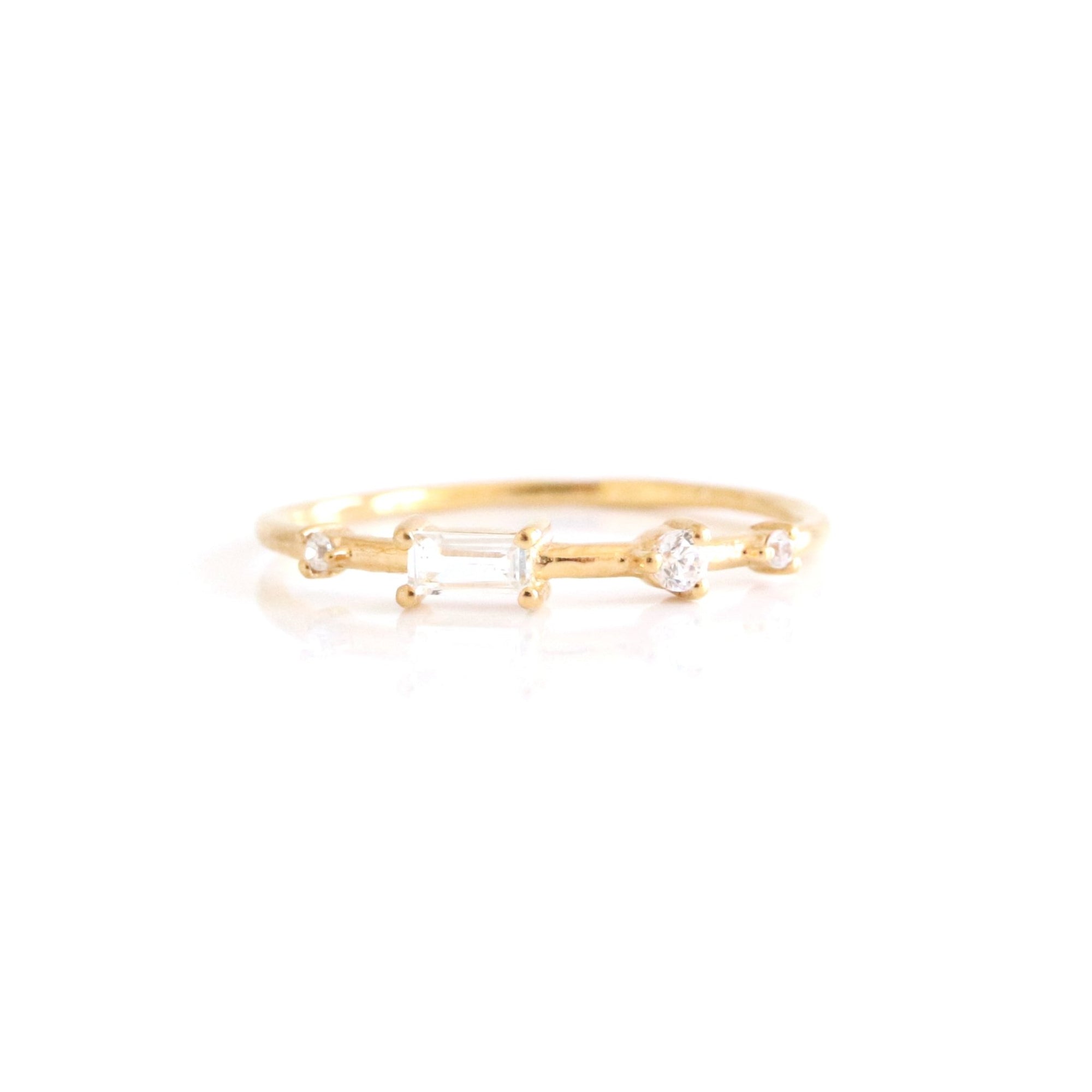 Loyal Dancing Stacking Ring - White Topaz, Cubic Zirconia & Gold - SO PRETTY CARA COTTER