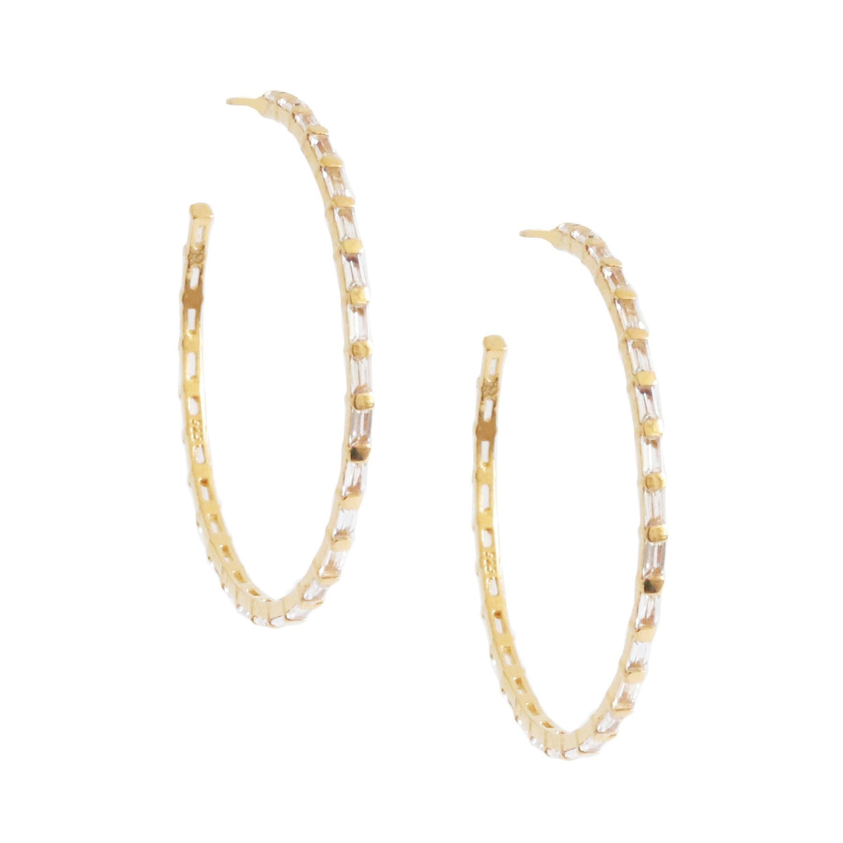 Loyal Studded Large Hoops - White Topaz &amp; Gold - SO PRETTY CARA COTTER