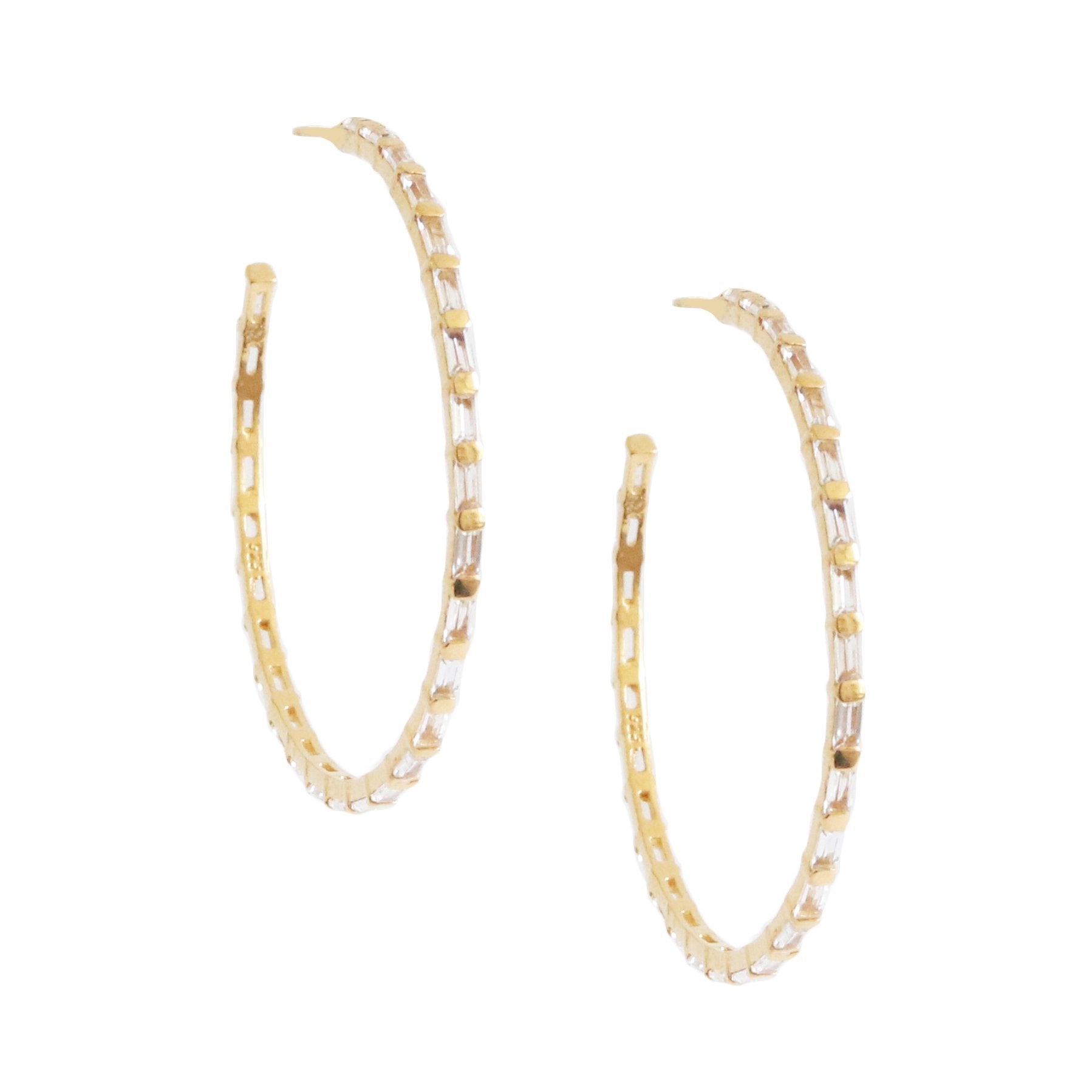 Loyal Studded Large Hoops - White Topaz & Gold - SO PRETTY CARA COTTER