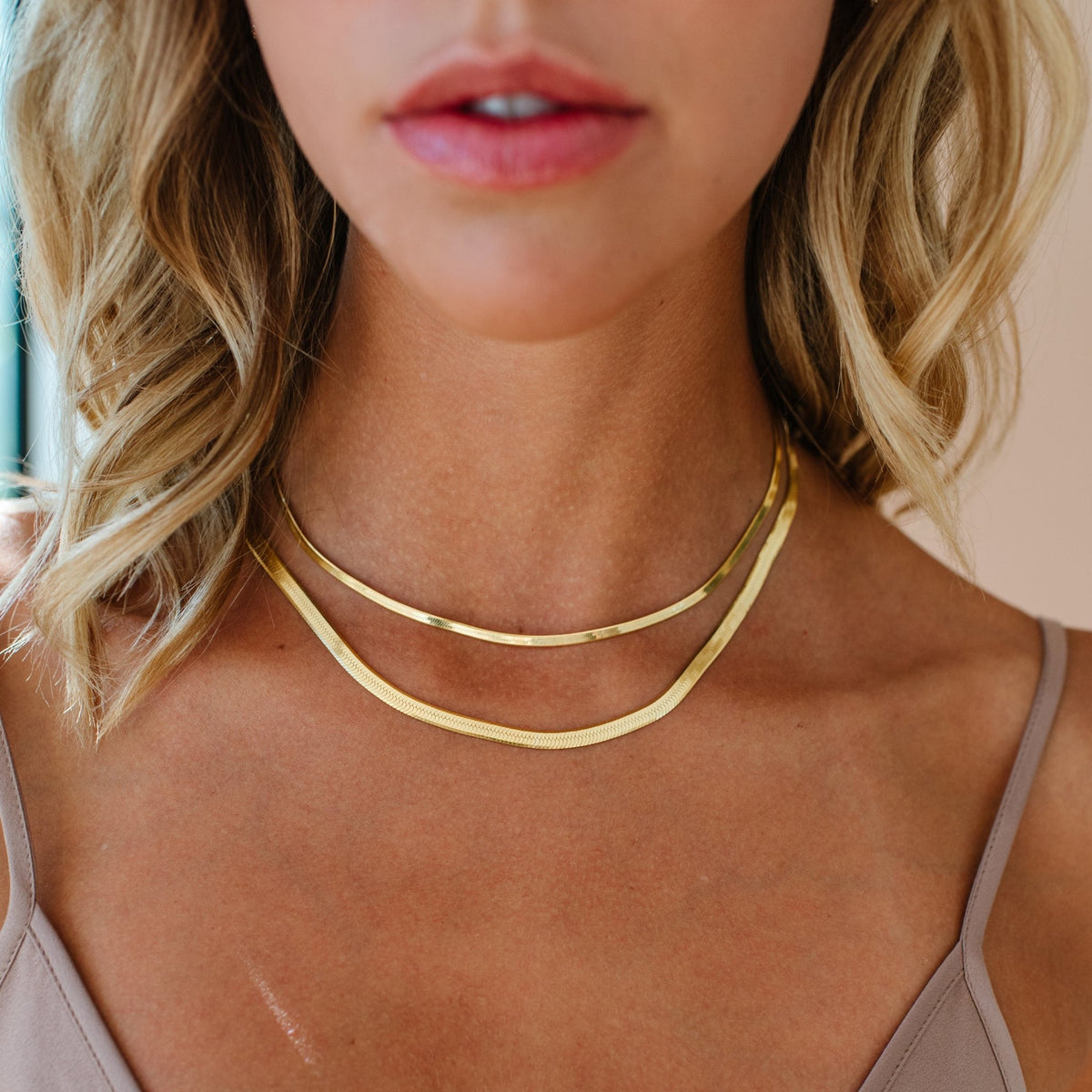 LUXE CHARMING HERRINGBONE CHAIN 16.5 - 18&quot; NECKLACE GOLD - SO PRETTY CARA COTTER