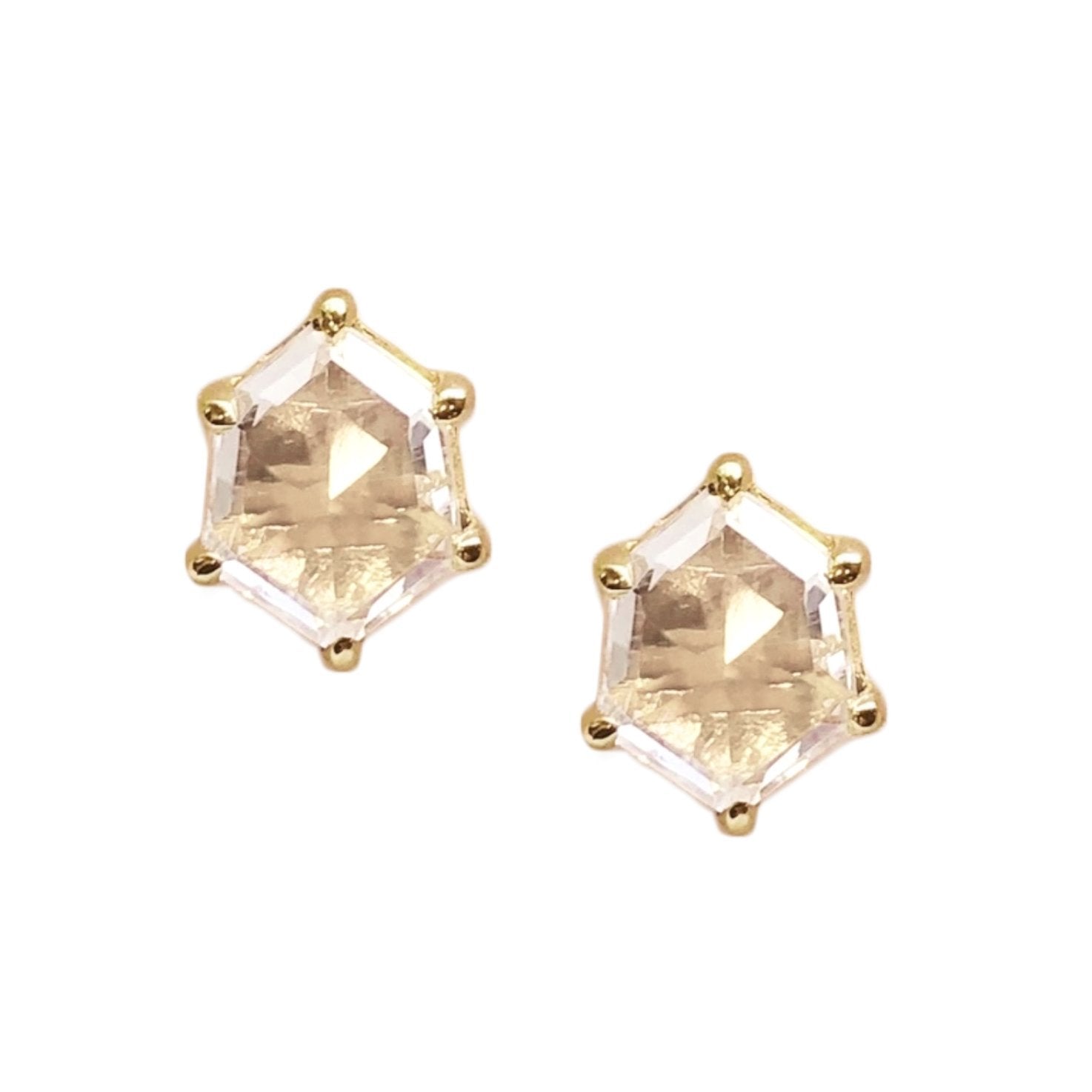 MINI HONOUR STUD EARRINGS - WHITE TOPAZ & 14K SOLID GOLD - SO PRETTY CARA COTTER