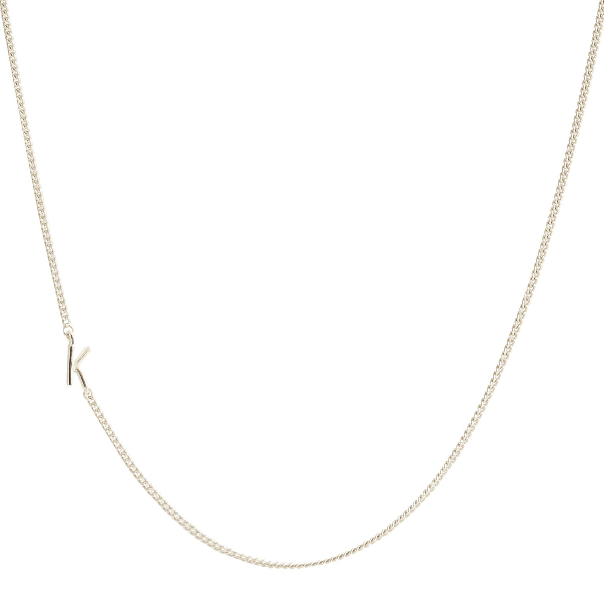 NOTABLE OFFSET INITIAL NECKLACE - K - GOLD, ROSE GOLD, OR SILVER - SO PRETTY CARA COTTER