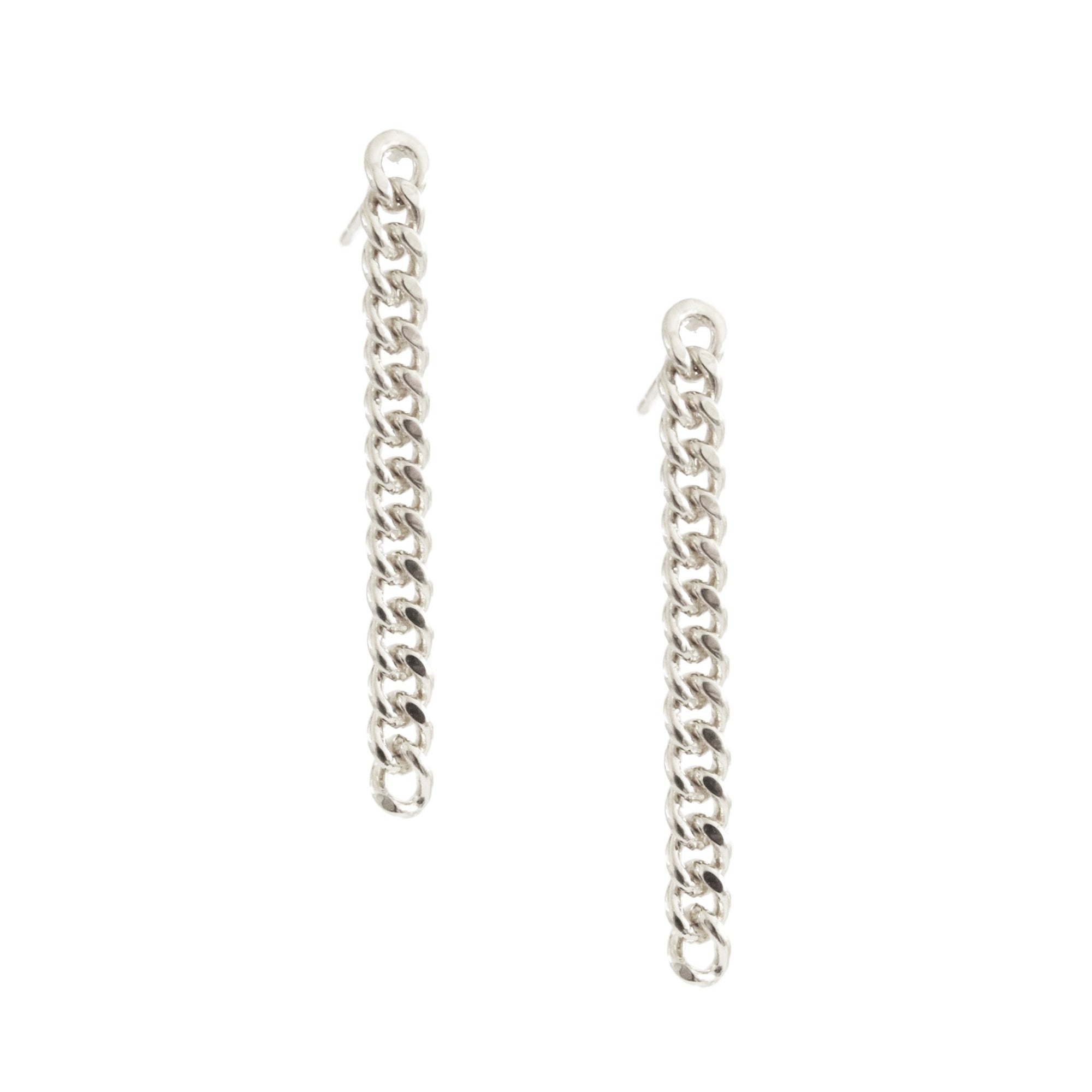 POISE CABLE LINK CHAIN DROP STUDS - SILVER - SO PRETTY CARA COTTER