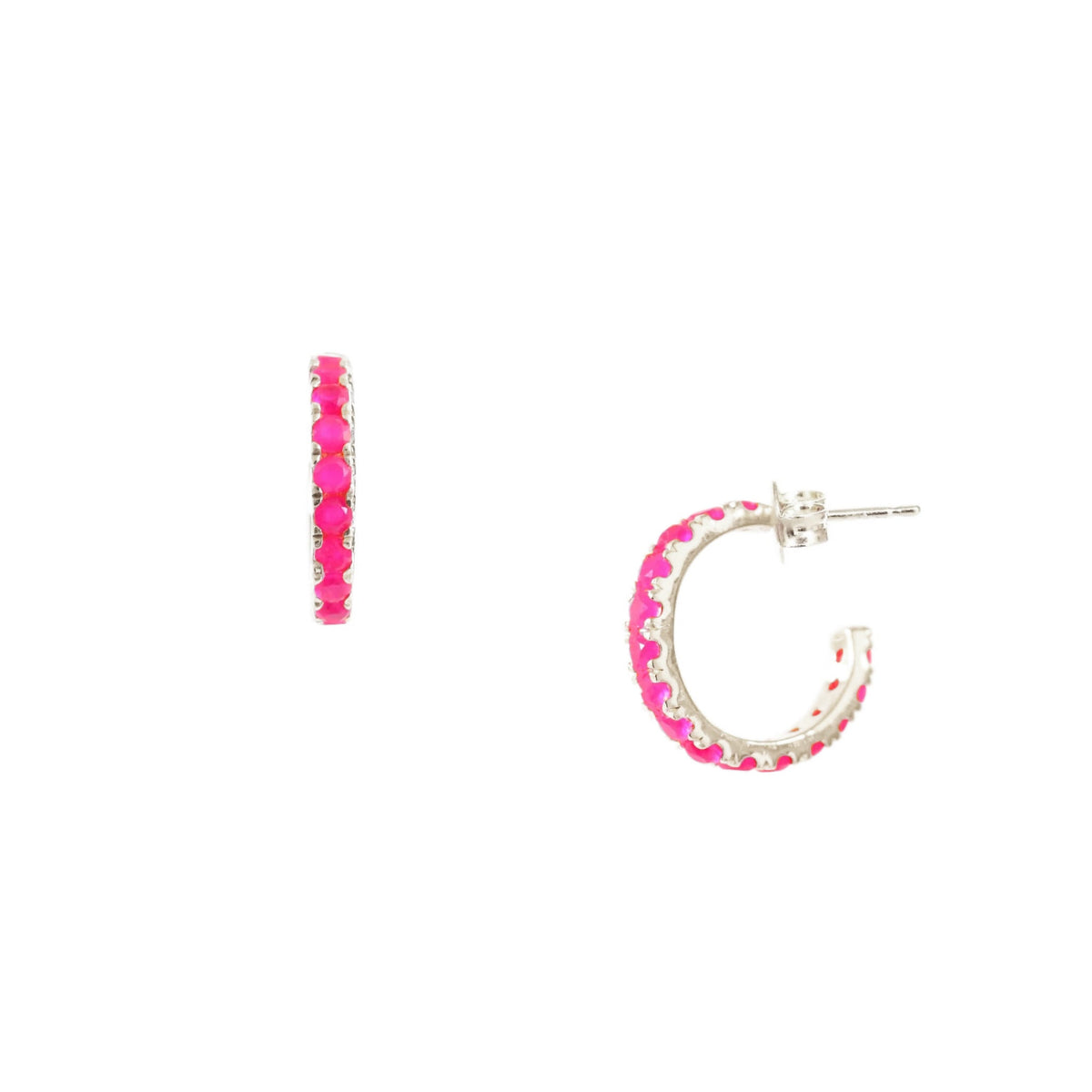 PRE-ORDER LOVE HUGGIE HOOPS - HOT PINK CHALCEDONY - SO PRETTY CARA COTTER