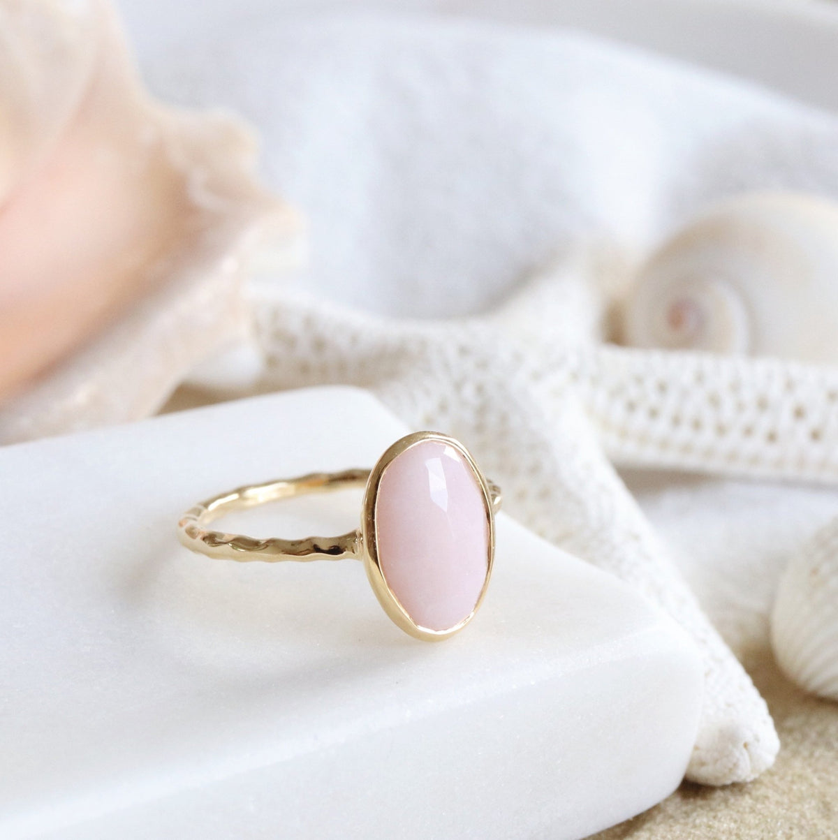 PROTECT OVAL RING - PINK OPAL &amp; GOLD - SO PRETTY CARA COTTER