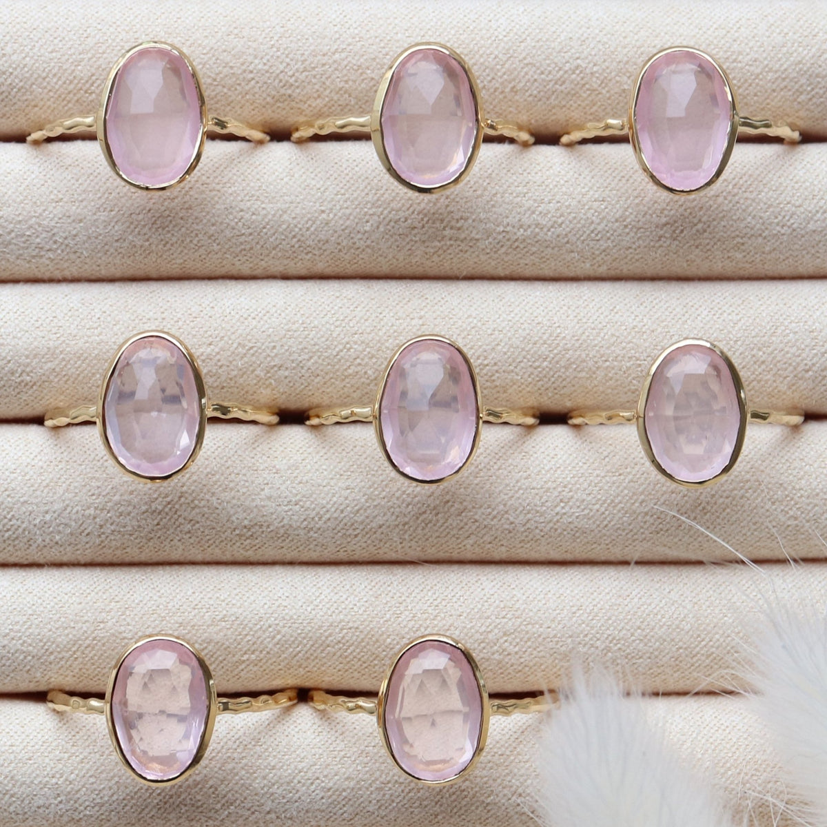 PROTECT OVAL RING - PINK QUARTZ &amp; GOLD - SO PRETTY CARA COTTER