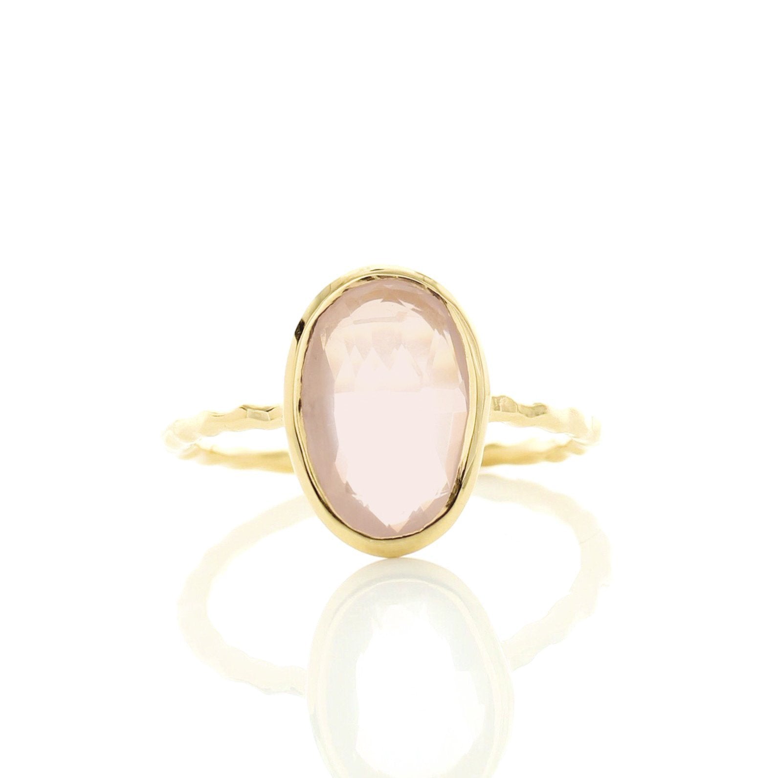 PROTECT OVAL RING - PINK QUARTZ & GOLD - SO PRETTY CARA COTTER